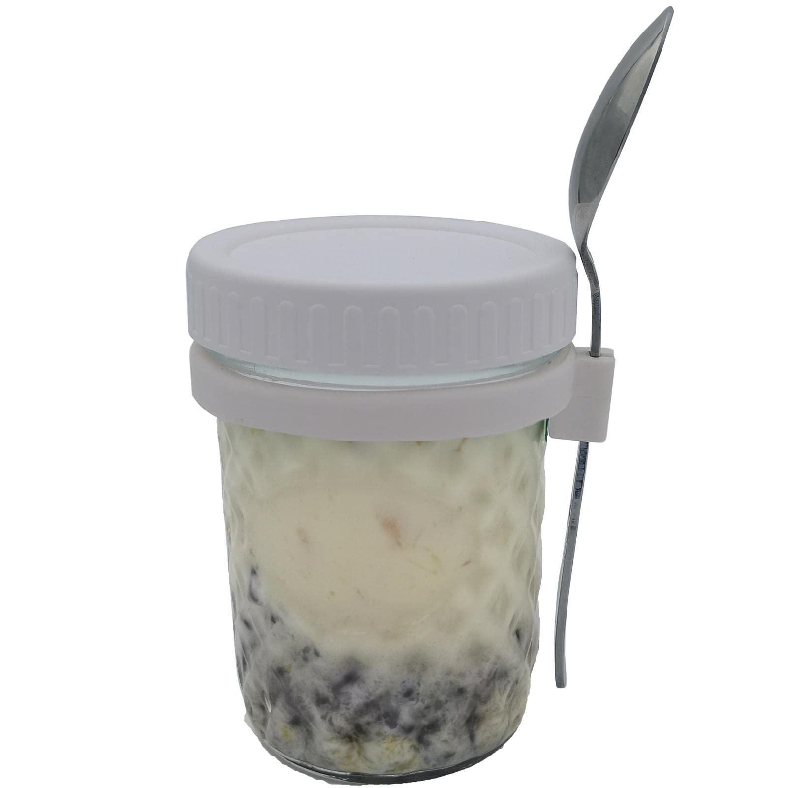 16oz Leak-Proof Mason Jars with Lids & Spoon - Overnight Oats Containers for Breakfast, Meal Prep, Yogurt & Salad Storage | BPA-Free Glass Jars for Healthy Eating, Office Lunch & Camping Food Storage