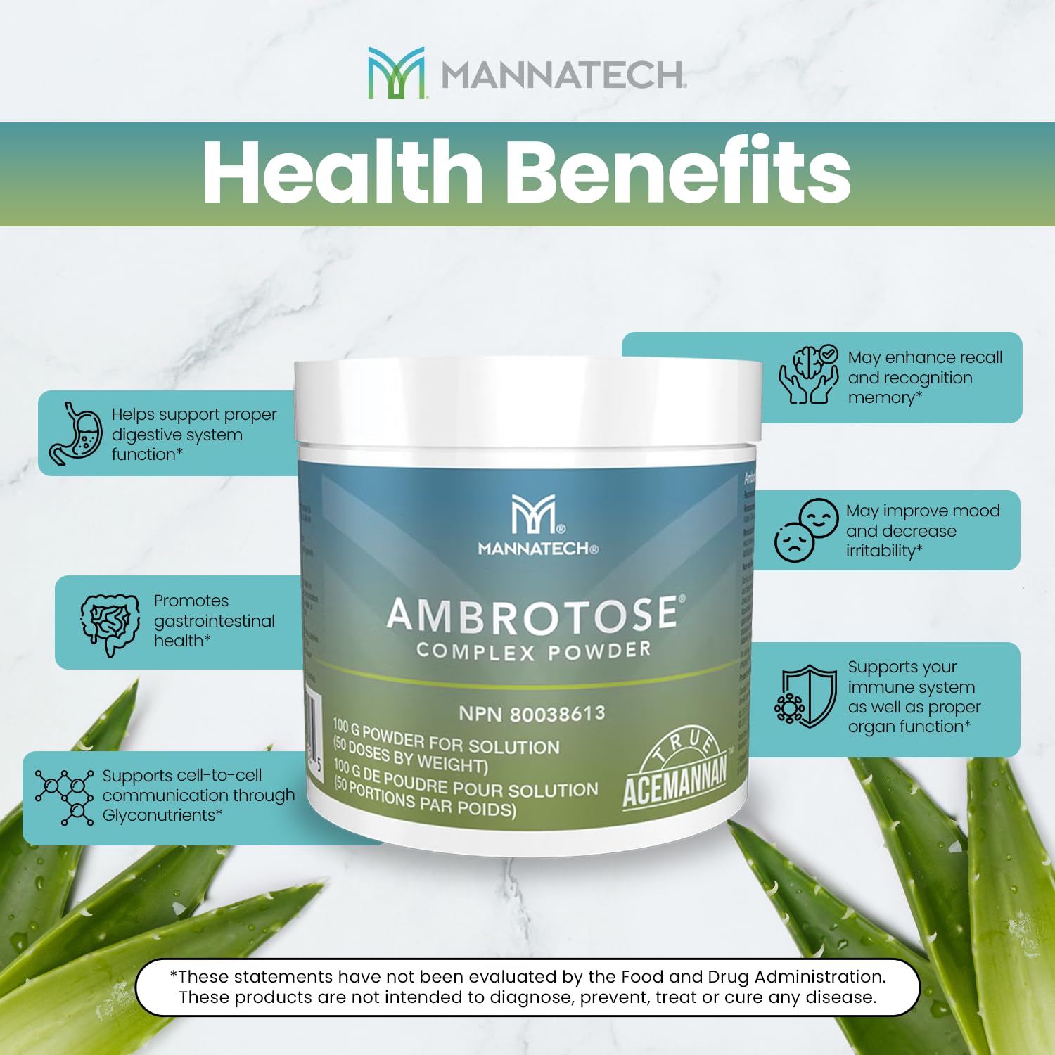 Mannatech Ambrotose Complex - Immune Support Supplement with Manapol Powder | 100% Aloe Vera | Supports Cell Communication & Healthy Immune Defense | 25 Days Supply | Ideal for Daily Wellness & Immune System Boost