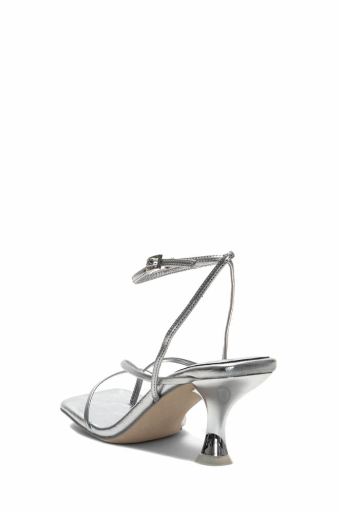 Jeffrey Campbell Women's Fluxx Silver Metallic Chunky Heel Sandals - Stylish & Comfortable for Parties, Weddings & Night Out