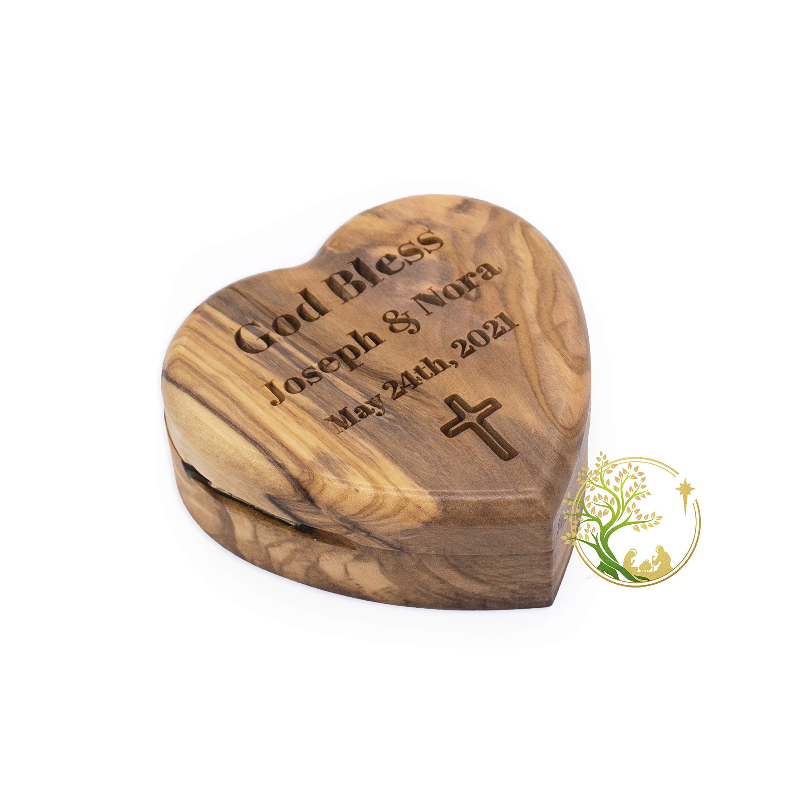 Personalized Heart-Shaped Wooden Rosary Box - Custom Engraved with Any Message - Religious Gift for Baptism, Confirmation, Communion - Keepsake Jewelry Box for Prayer Beads & Small Treasures - Perfect for Church, Home Altar & Spiritual Gifting