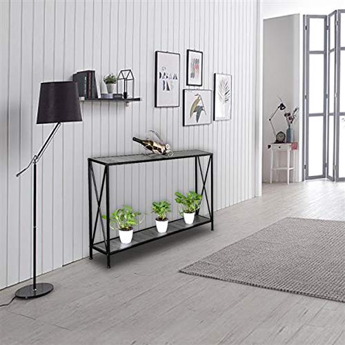 Modern 2-Tier X-Design Console Table with Storage Shelf - Sofa Side Table, Bookshelf & Entryway Accent Table for Living Room, Hallway - Artisasset Grey MDF | Perfect for Small Spaces, Home Decor & Organizing Entryways