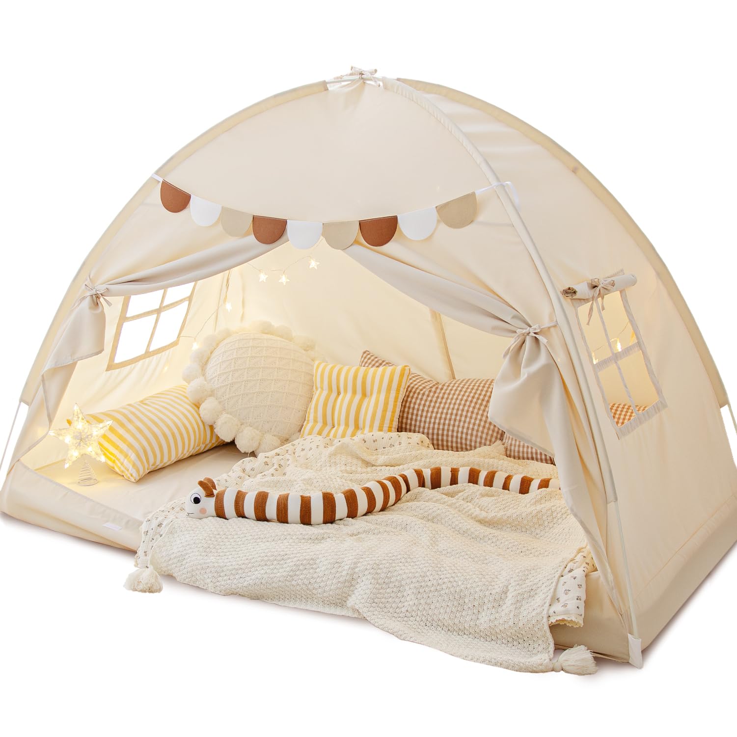 Twin Size Bed Canopy Tent - Breathable Blackout Sleeping Privacy Space for Kids & Adults | Portable Indoor/Outdoor Bed Tent for Bedroom, Cottage, Dorm Room & Floor Camping