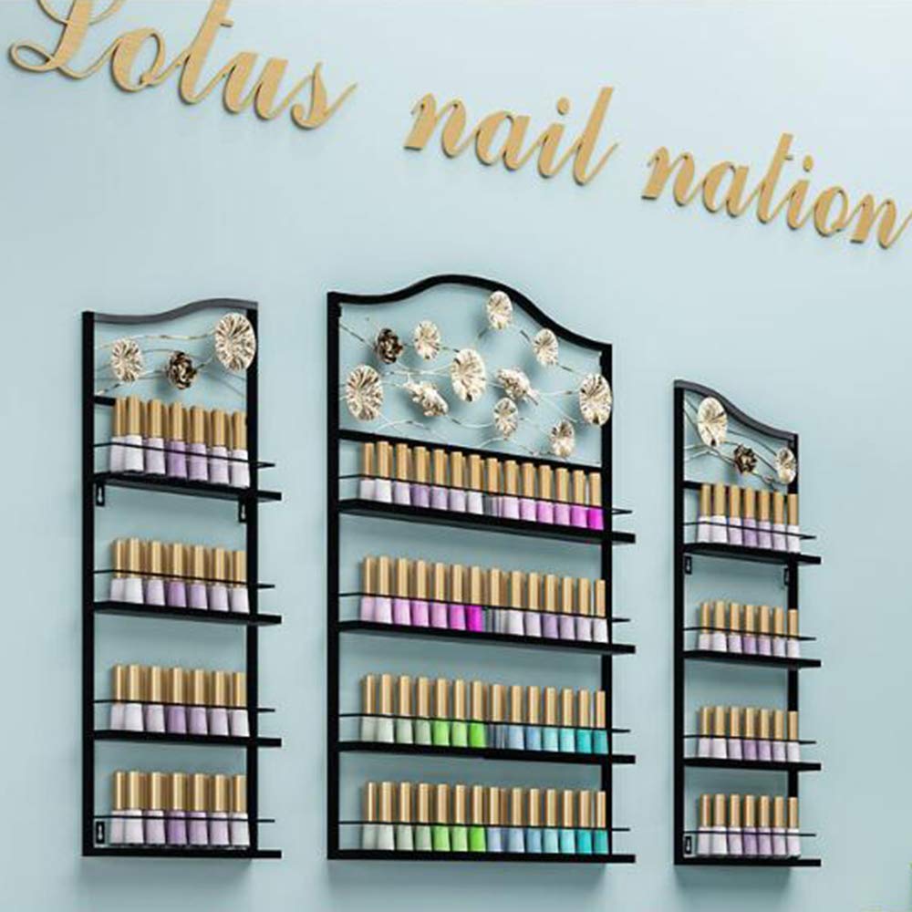 4-Tier Metal Wall Mount Nail Polish Organizer - Lipstick & Perfume Display Rack for Salon & Retail Store - Space Saving Cosmetic Storage Solution for Home, Salon and Shop Organization