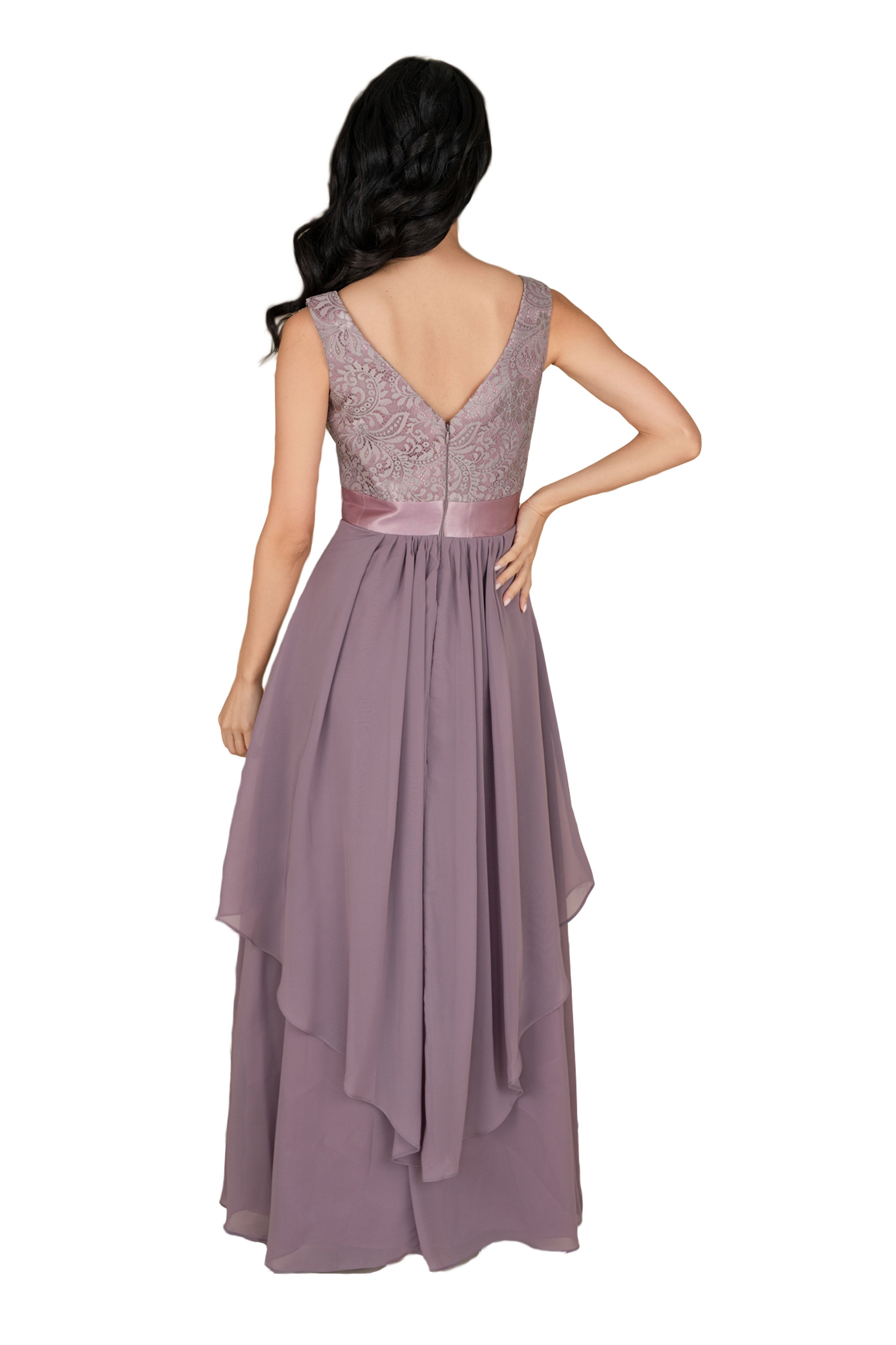 Elegant Women's Chiffon Double Layer Gown - Perfect for Weddings, Parties & Special Occasions