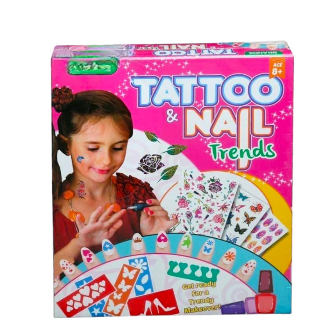 Trendy SABIRAT Tattoo & Nail Art Kit - Multicolor Temporary Tattoos & Nail Stickers for Creative Makeovers [Pack of 1] - Perfect for Parties, Festivals & Self-Expression