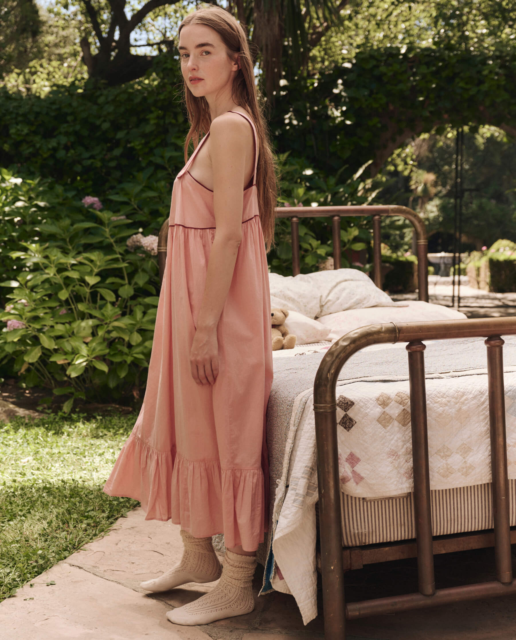 Western Tank Night Dress - Soft Rose Bloom Print Sleepwear for Women | Perfect for Summer Nights & Lounge Wear