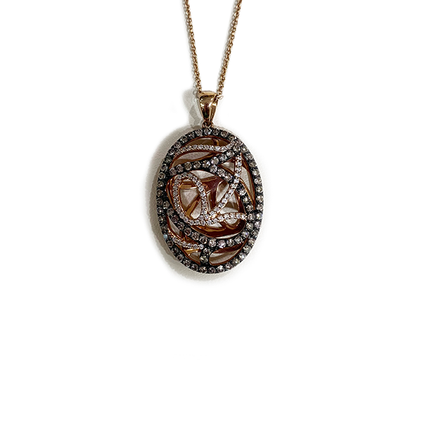 14K Rose Gold Brown Diamond Pendant Necklace for Women - Elegant Jewelry Gift for Birthday, Anniversary & Valentine's Day