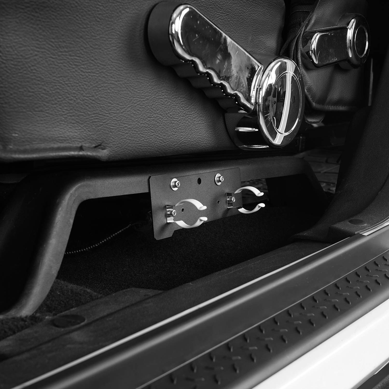 Hooke Road Universal Flashlight Holder Mount for 2011-2018 Jeep Wrangler JK & Unlimited (Sport, Sahara, Rubicon) - Heavy Duty Tactical Light Clip with Quick Release (Batteries Not Included) | Perfect for Off-Roading, Camping & Emergency Vehicle Use