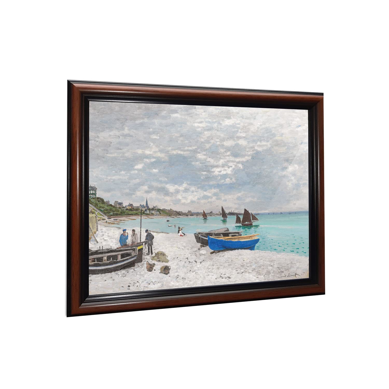Claude Monet Framed Wall Art Print - Beach at Sainte-Adresse, Coastal Home Décor, 11x14 Inches, Perfect for Living Room, Bedroom & Office Decor