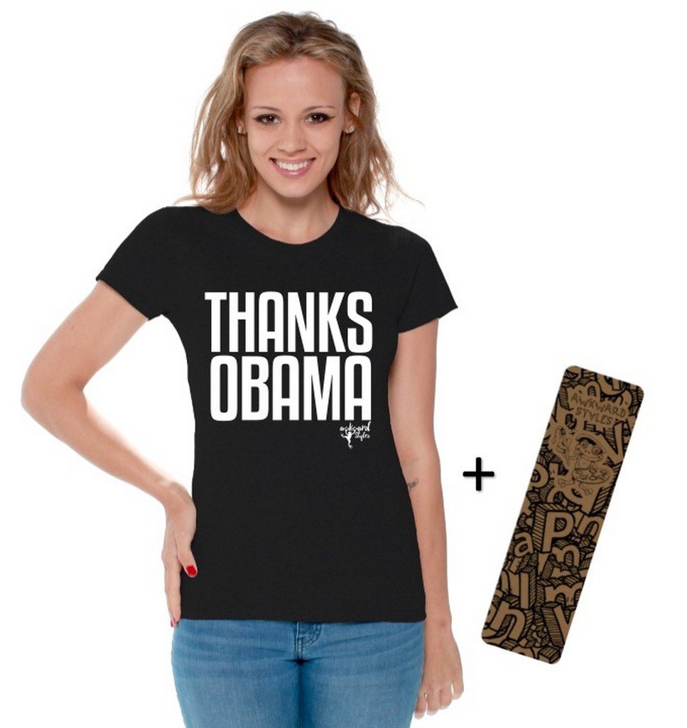 Awkwardstyles Women's Thanks Obama T-Shirt - Funny Political Graphic Tee White - Casual Wear for Women - Perfect for Political Events, Protests & Everyday Outfits