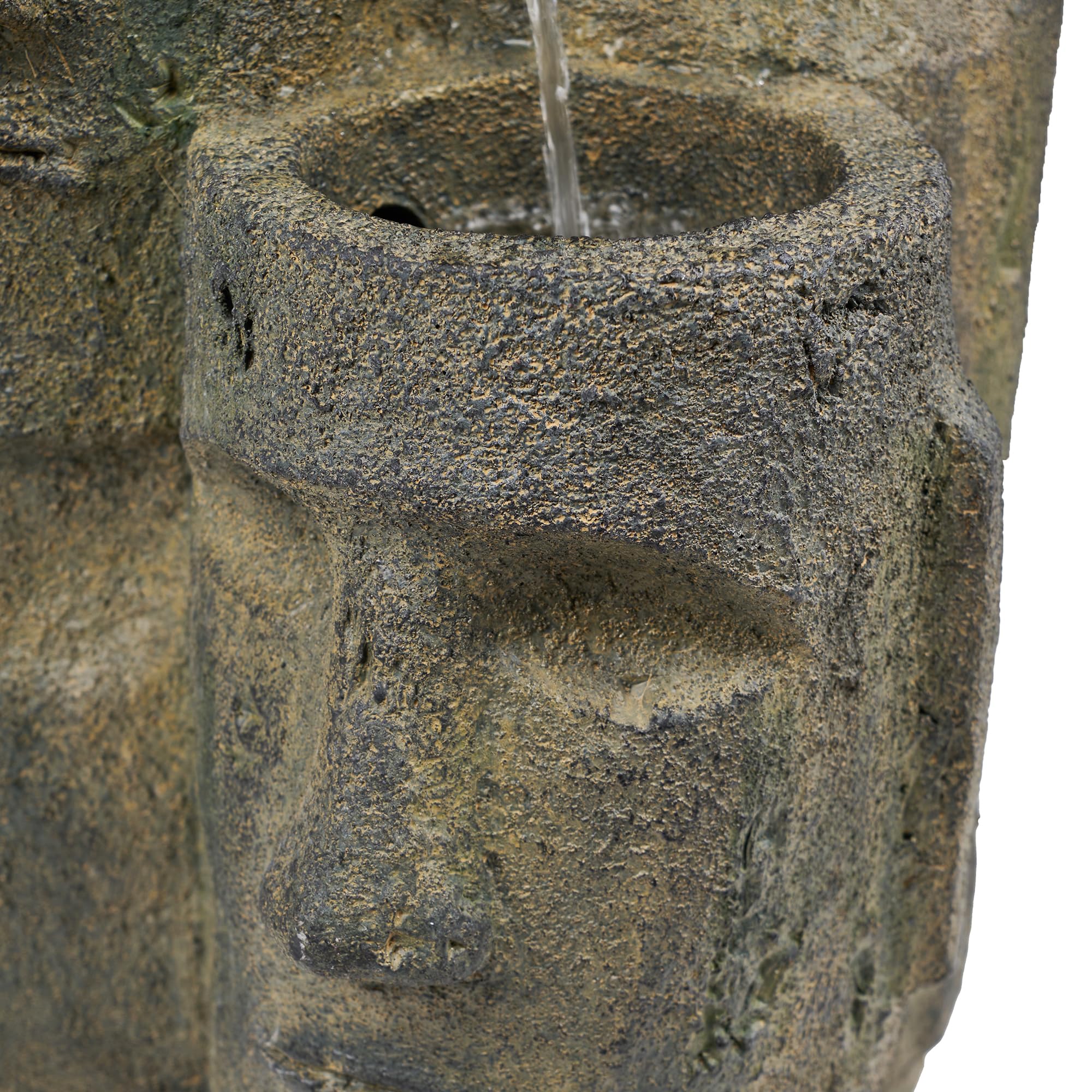 Hi-Line Gift Easter Island Head Fountain with 2 LED Lights - Outdoor Garden Decor, Patio Water Feature, Unique Home & Yard Decoration