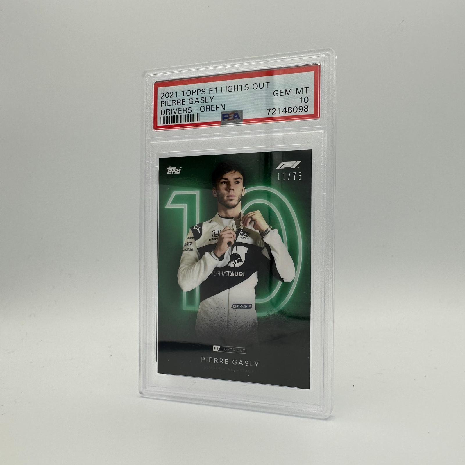 PSA 10 Graded 11/75 Pierre Gasly Green Parallel Racing Card - Perfect for Collectors, Fans & Sports Memorabilia Displays