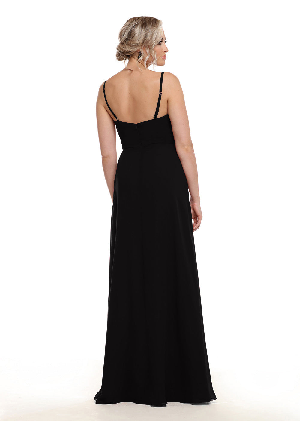 Elegant 80152 Chiffon A-Line Bridesmaid Dress with Lace Bodice & High Slit - Perfect for Weddings, Formal Events & Evening Parties