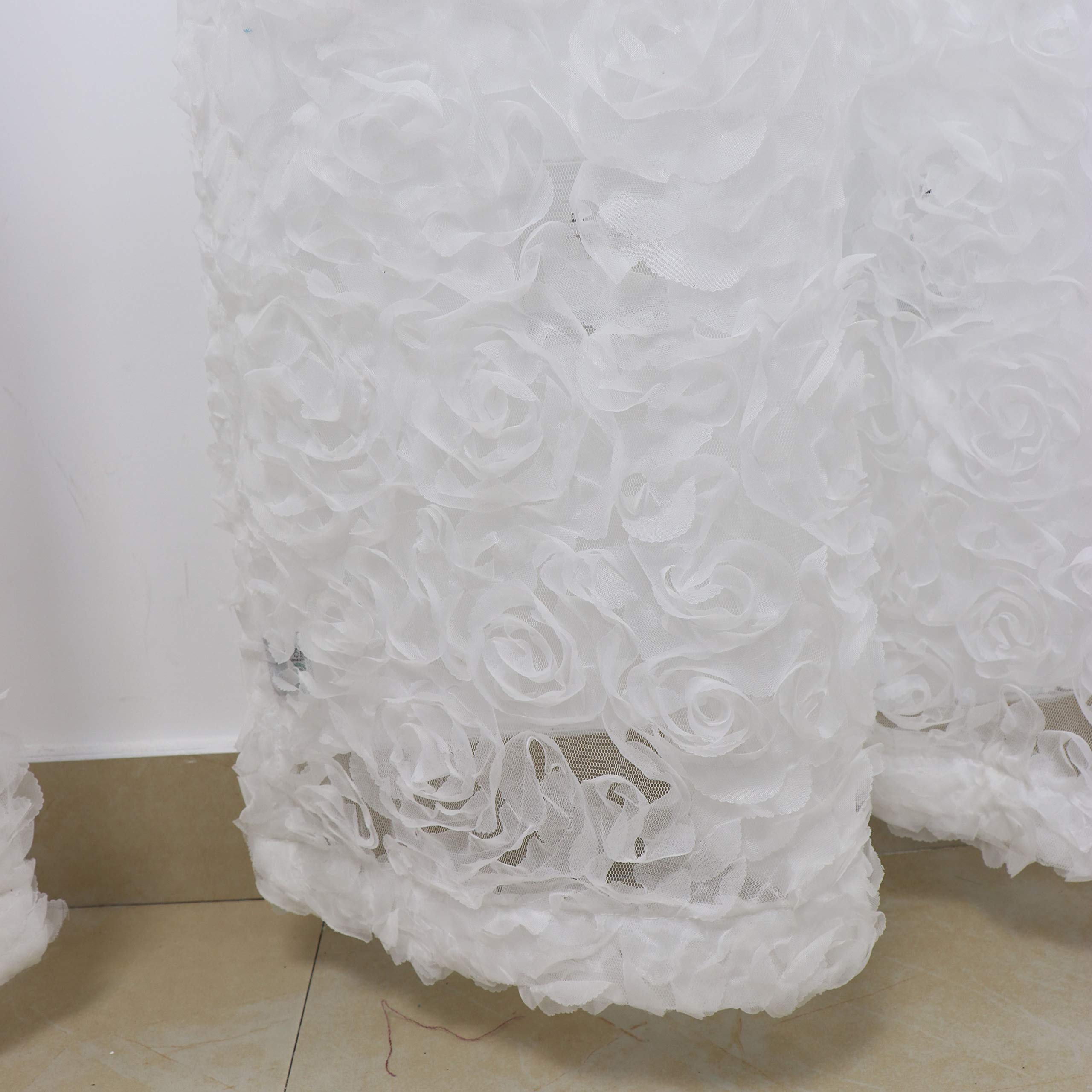 SLOW SOUL Set of 2 White 3D Rose Luxury Sheer Curtain Panels - 51W x 63L Inches with Rod Pocket - Elegant Window Drapes for Girls Bedroom, Living Room & Nursery - Perfect for Light Filtering and Privacy
