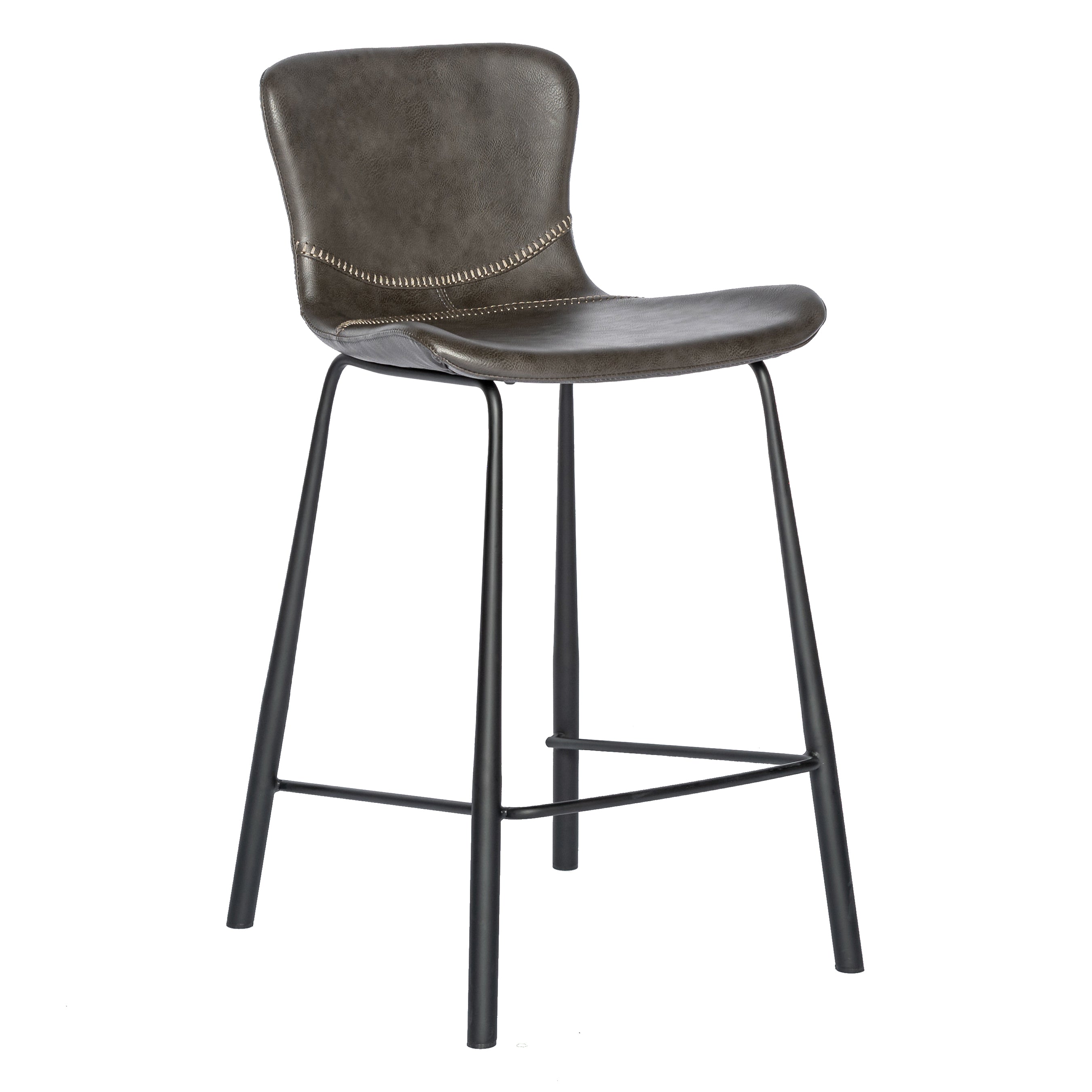 Melody Leather Counter Stool Set of 2 - Modern Bar Stools with Backrest for Kitchen Island, Breakfast Nook & Home Bar - PU Leather Counter Height Stools with Metal Legs