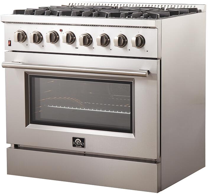 Forno Galiano 36-inch Freestanding Dual Fuel Range - 5.36 cu. ft. Stainless Steel Gas Stove & Electric Oven (Model FFSGS6156) | Professional Kitchen Appliance for Home Chefs & Cooking Enthusiasts