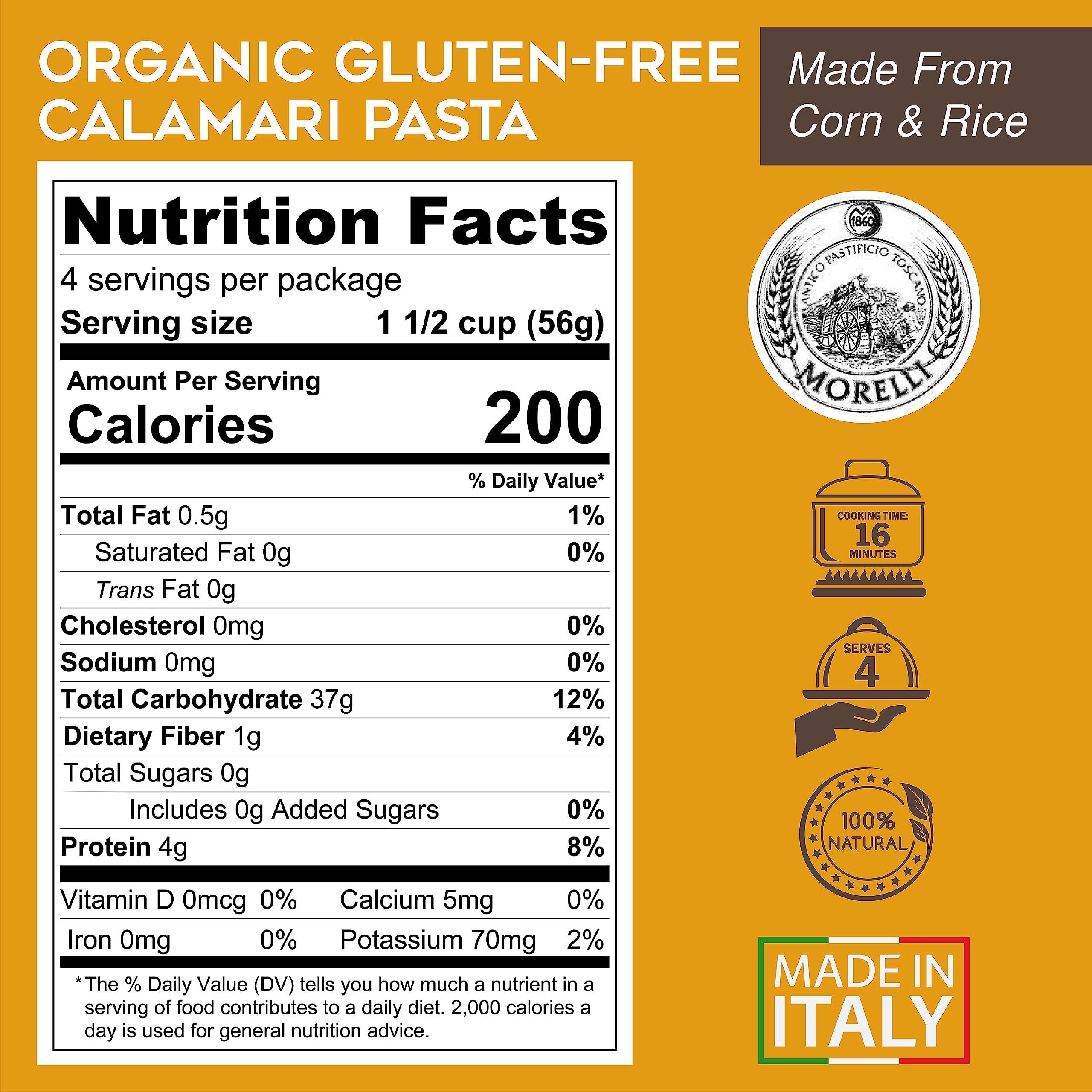 Organic Morelli Mezzi Paccheri Pasta - Gluten-Free Italian Gourmet Large Circle Pasta from Italy (Corn & Rice) - 8.8 oz (Pack of 2) - Perfect for Stuffing, Pasta Salads, and Authentic Italian Dishes