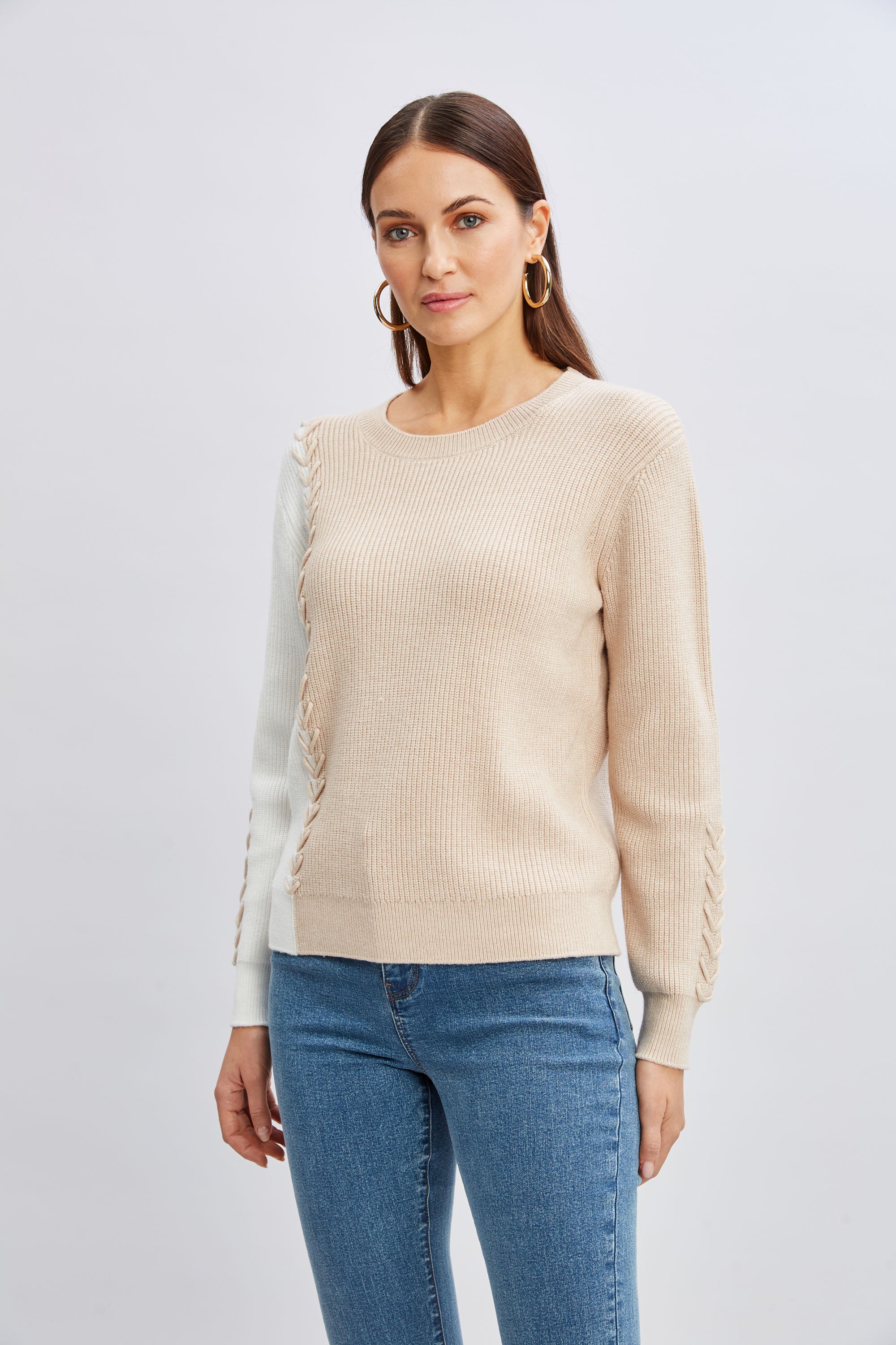 Tahari Women's Colorblock Knit Sweater - Stylish Long Sleeve Pullover for Fall & Winter | Perfect for Office, Casual Outings & Holiday Gatherings