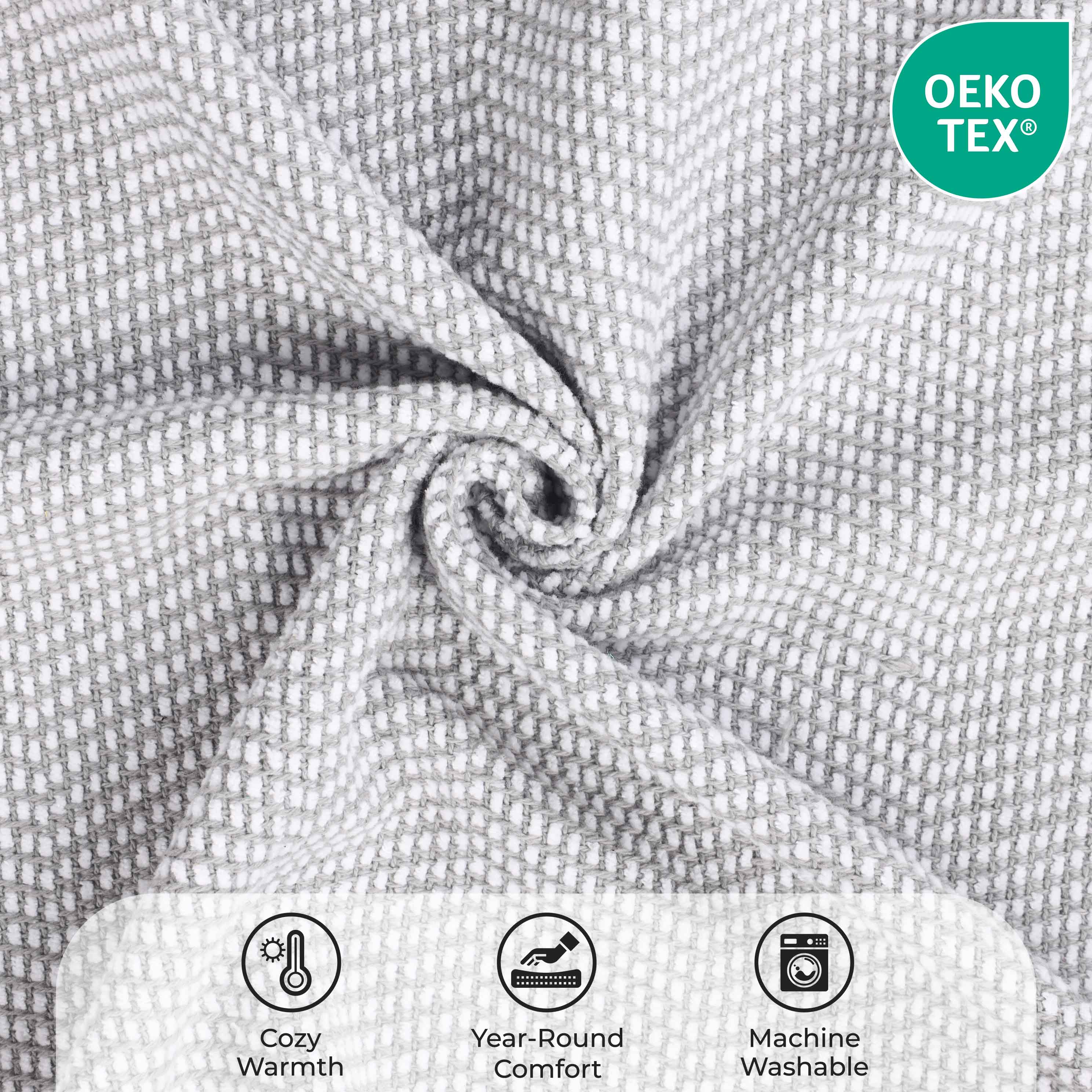 Premium Maya Chenille Herringbone Cotton Blanket - Medium Weight Soft Throw for Bed, Sofa & Couch - Cozy Home Decor for All Seasons