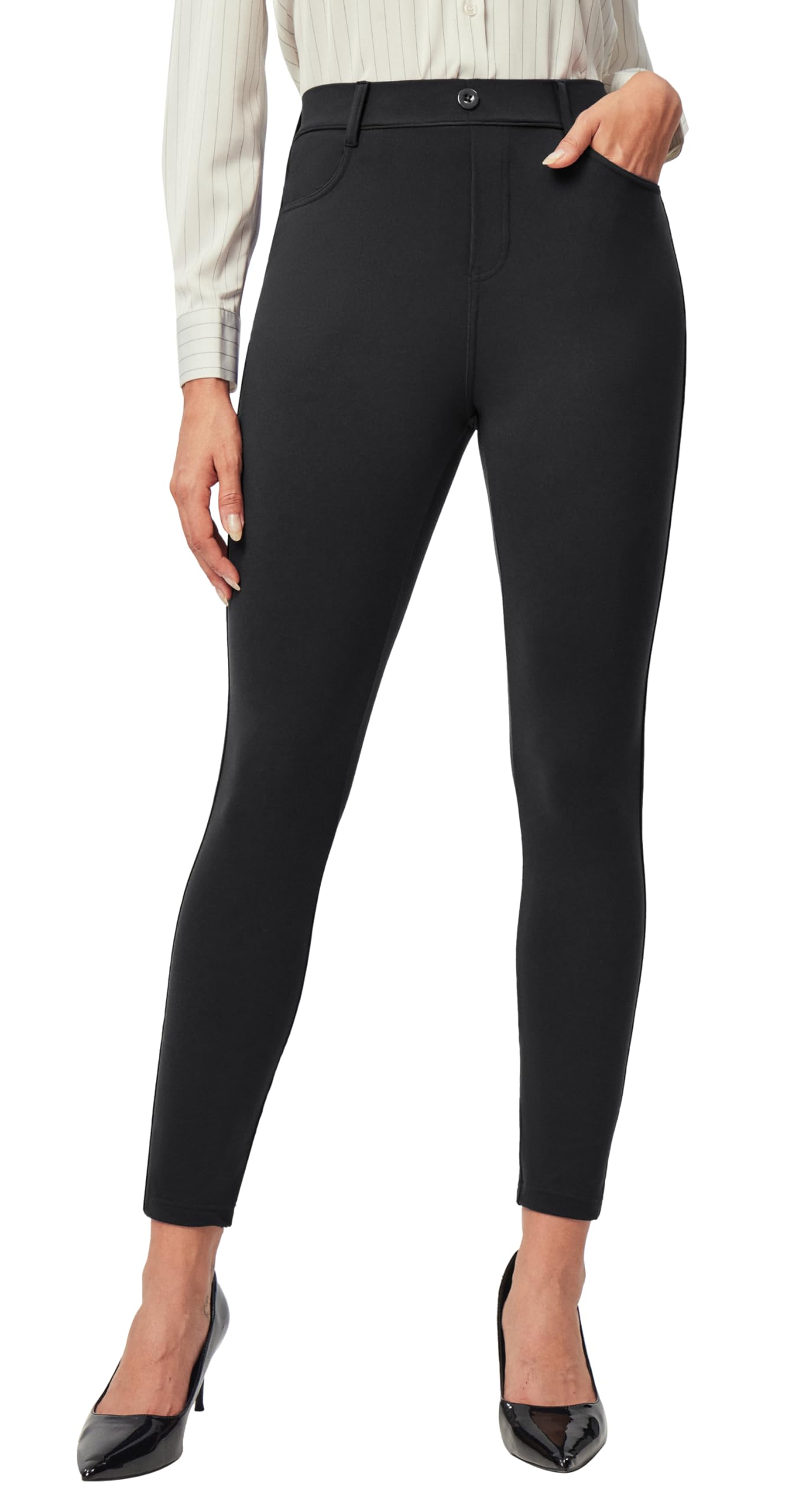 Stretchy Work Pants for Women - High Waisted Business Casual Dress Pants with 2 Pockets | Comfortable Office Wear & Travel Pants for Professional Women