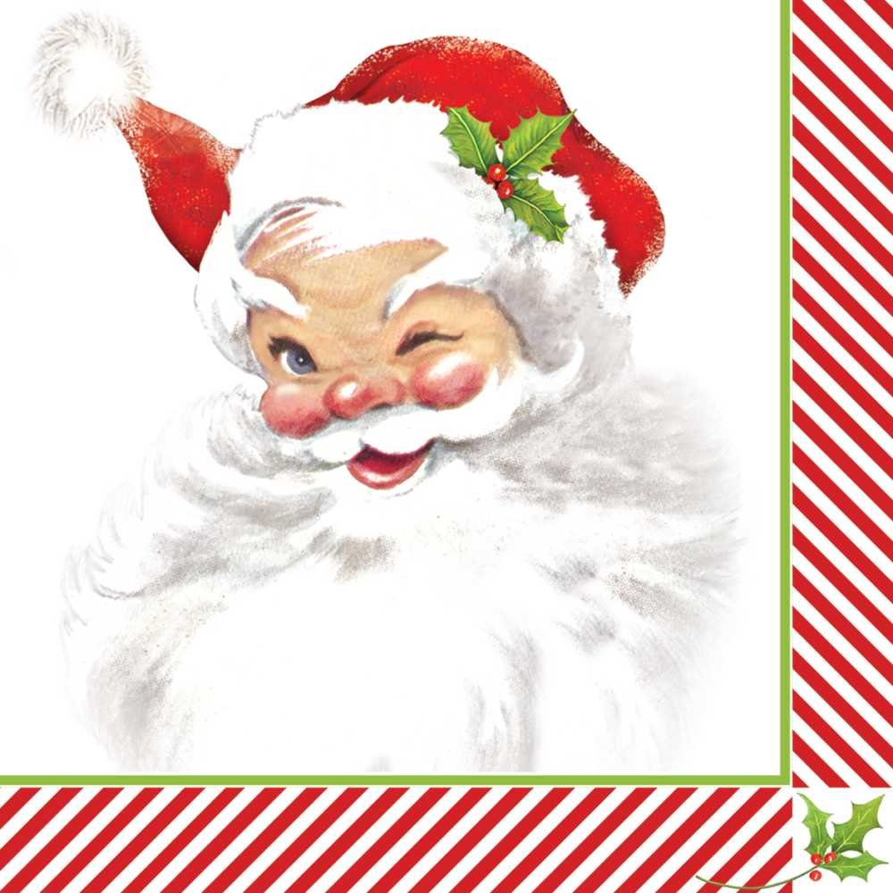 Mary Lake Thompson Winking Santa Design Decorative Beverage Paper Napkins - Disposable Cocktail Napkins for Parties, Birthdays, Dinner & Lunch - Set of 20 Premium Tabletop Paper Products - Perfect for Holiday Gatherings, Christmas Celebrations & Home Decor