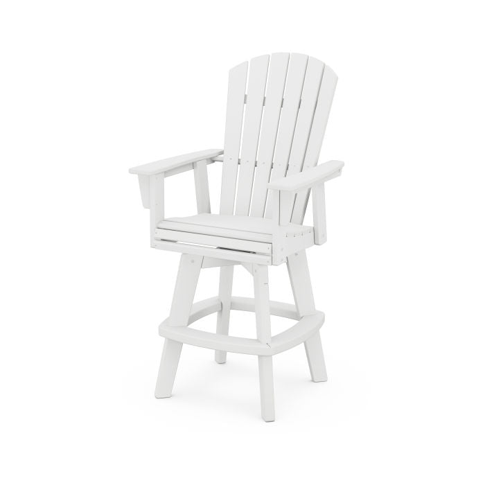 POLYWOOD Nautical Curveback Adirondack Swivel Bar Chair - Outdoor Patio Furniture, Weather-Resistant Poly Lumber, 360° Rotation - Perfect for Poolside, Deck, Garden & Backyard Relaxation