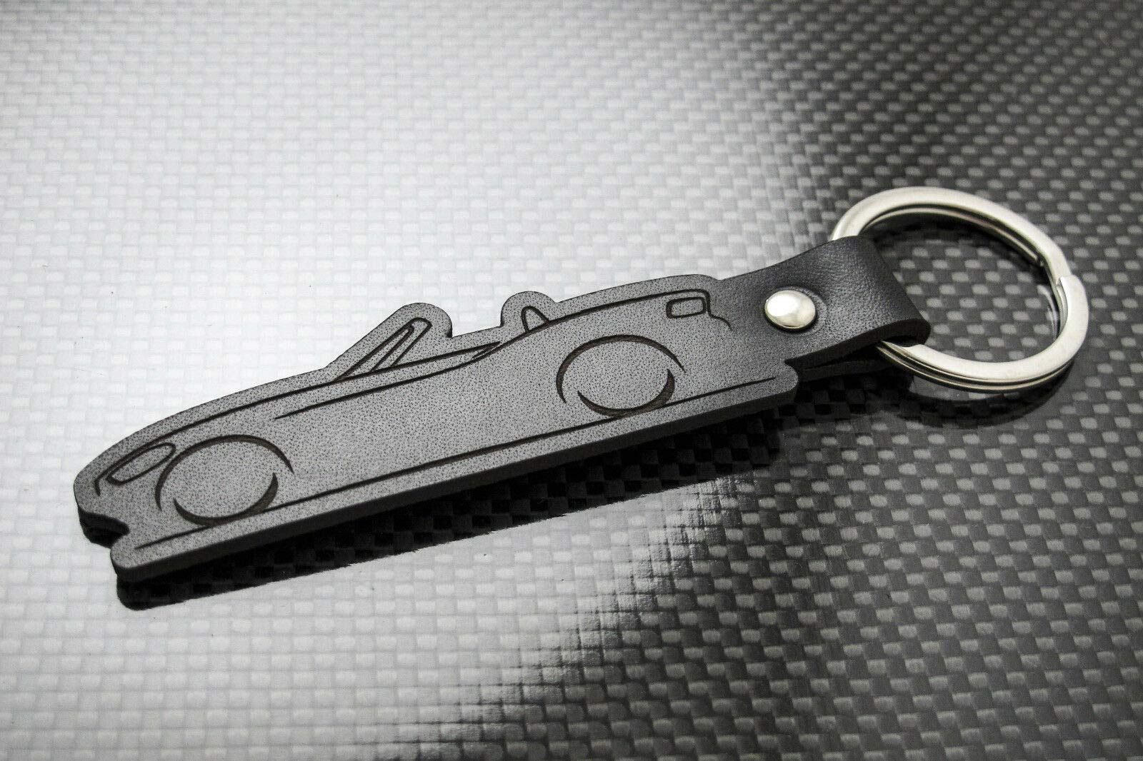 Handmade Leather Keychain for Fiat 124 Spider - Premium Genuine Leather Keyring with Key Fob Holder | Perfect Gift for Car Enthusiasts & Everyday Use