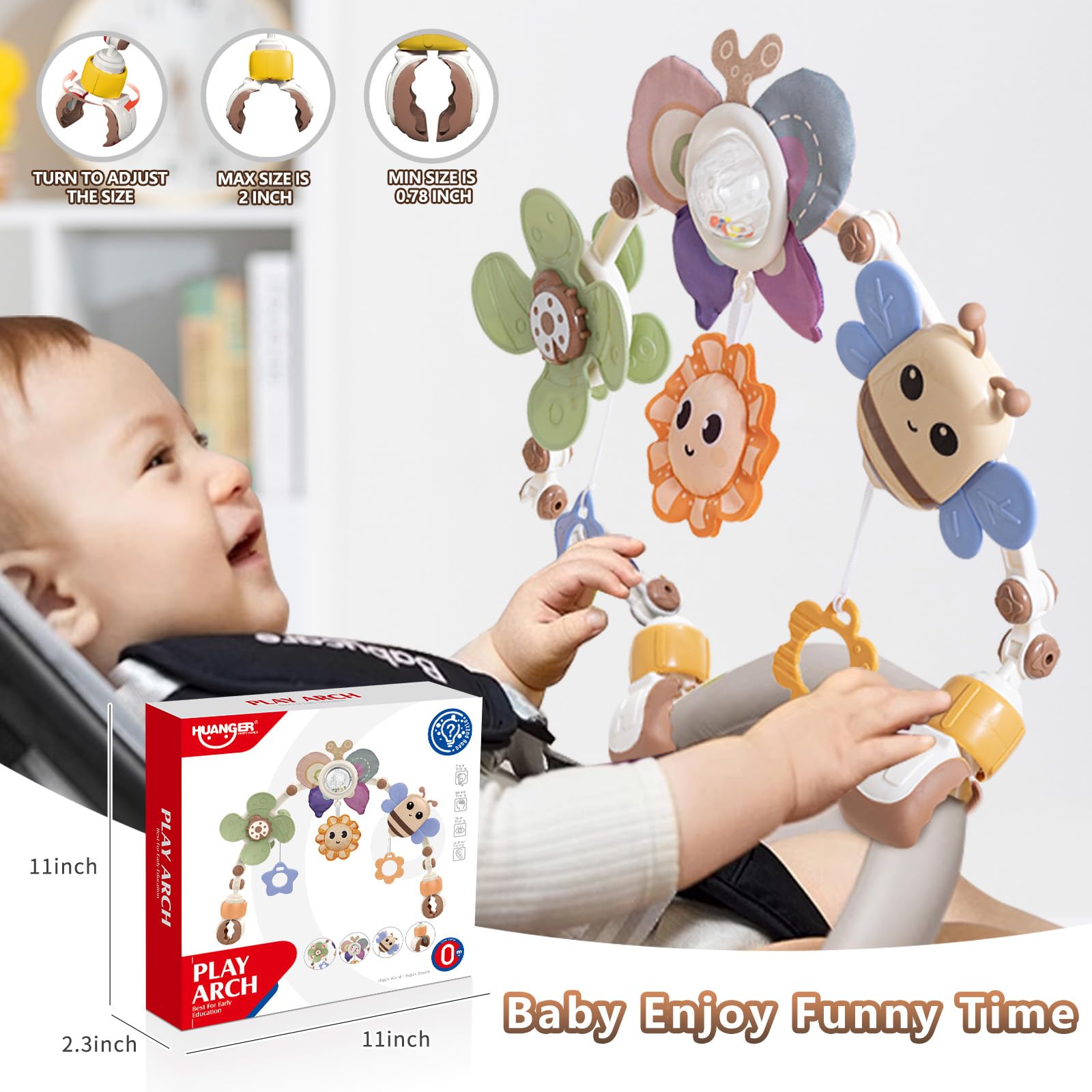 Adjustable Baby Stroller & Car Seat Toy Arch - Sensory Activity Gym with Hanging Toys for Infants & Toddlers | Stimulates Motor Skills & Development | Perfect for Crib, Bassinet, Stroller & Playtime Gifts