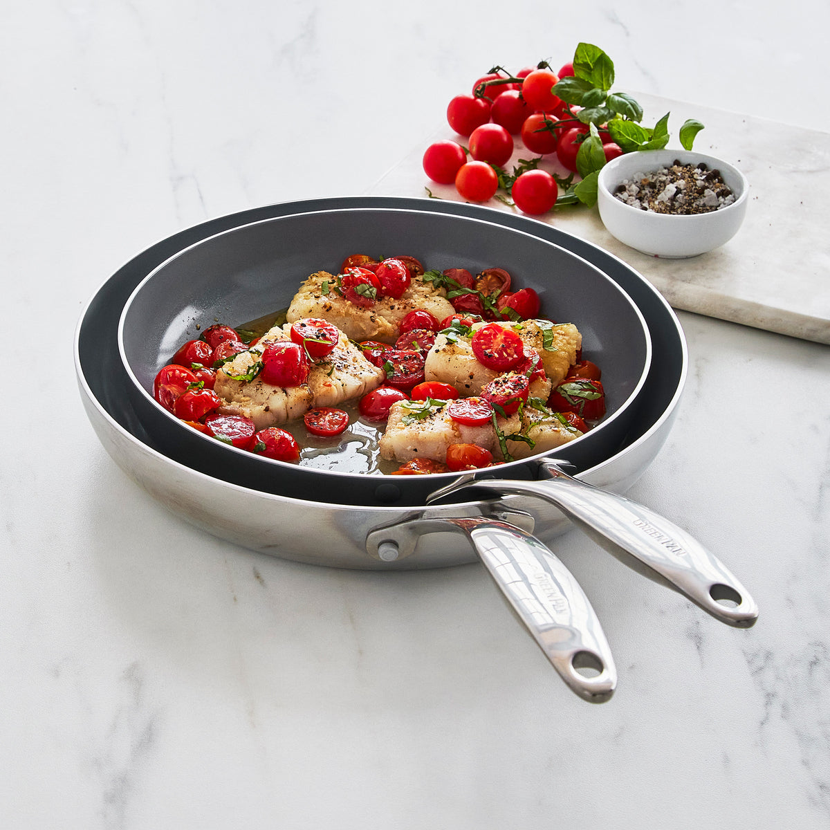 Valencia Pro Stainless Steel 8-Inch & 10-Inch Nonstick Fry Pan Set - Professional Cookware for Sautéing, Frying & Perfect Omelets