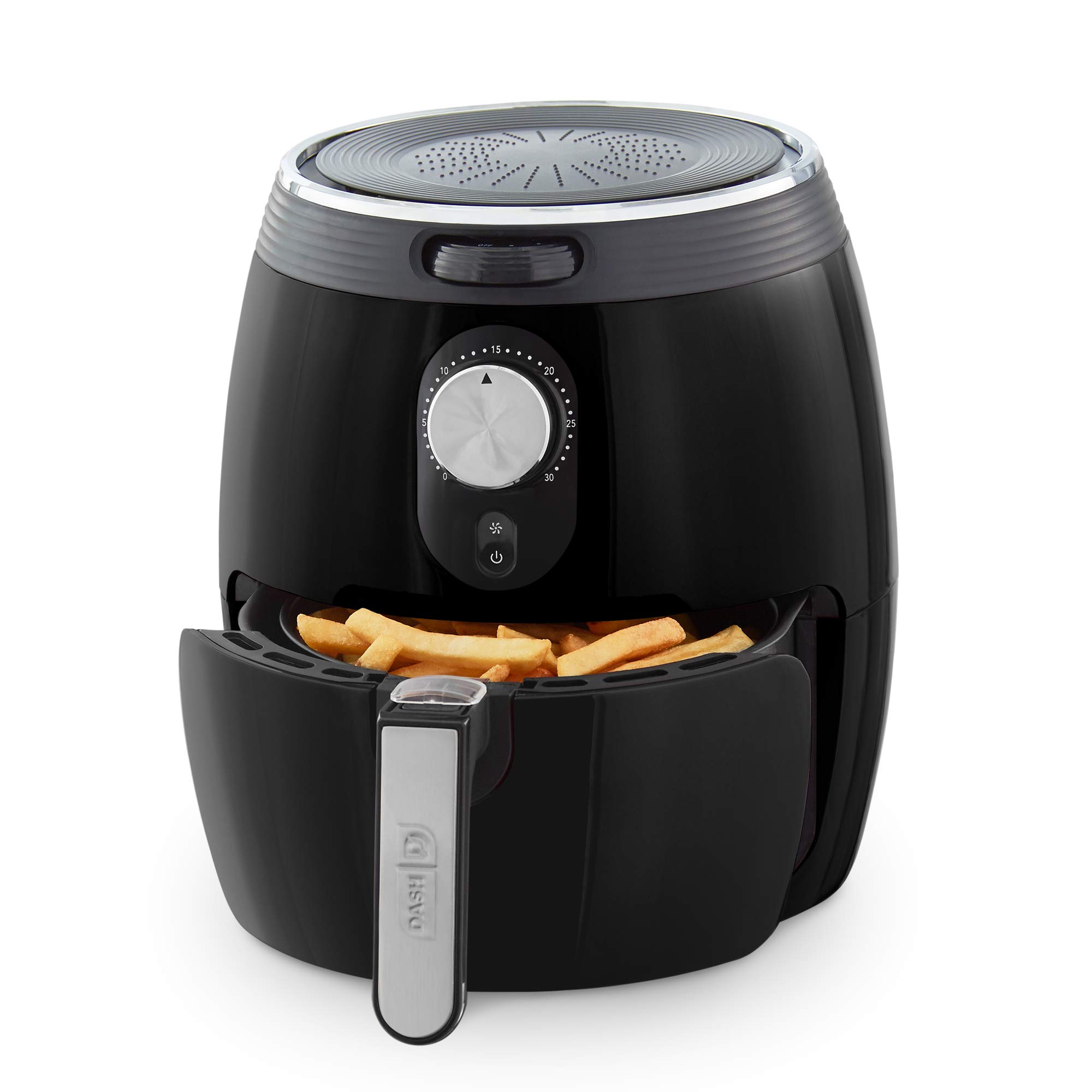 Dash Deluxe 3 Quart Electric Air Fryer Oven Cooker with Temperature Control, Non-Stick Basket & Auto Shut Off - 1200W Black | Perfect for Healthy Frying, Baking, Roasting & Reheating | Ideal for Small Families & Quick Meals
