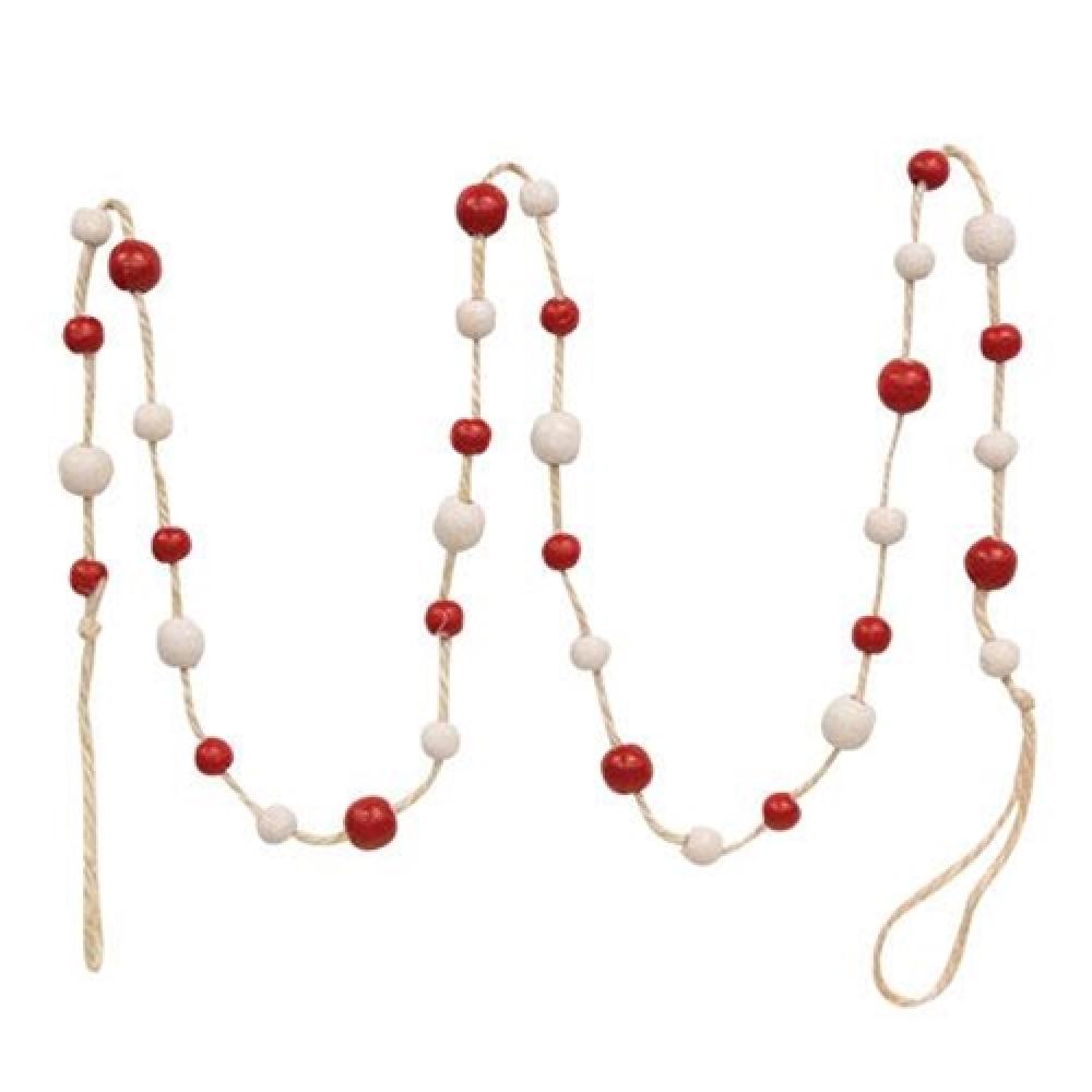 Red and White Bright Bead Garland - 48 Inch Party Decor for Christmas, Weddings, and Home Decorations