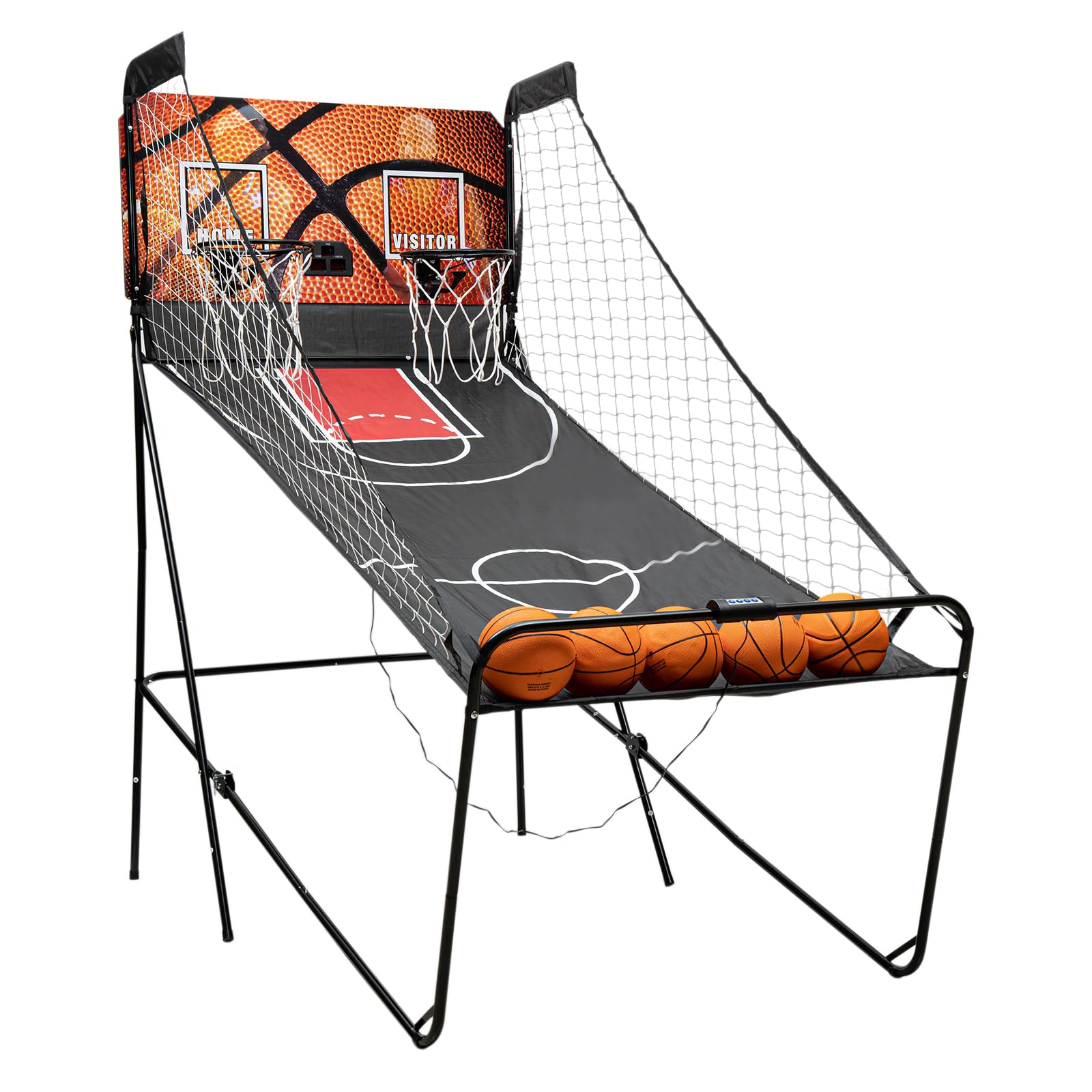 Electronic Basketball Arcade Game - Dual Shot Foldable Basketball Machine with Digital Scoring & Timer - Indoor Basketball Hoop for Teens & Adults - Includes 5 Balls & 2 Nets - Perfect for Home, Office, Game Room & Party Entertainment