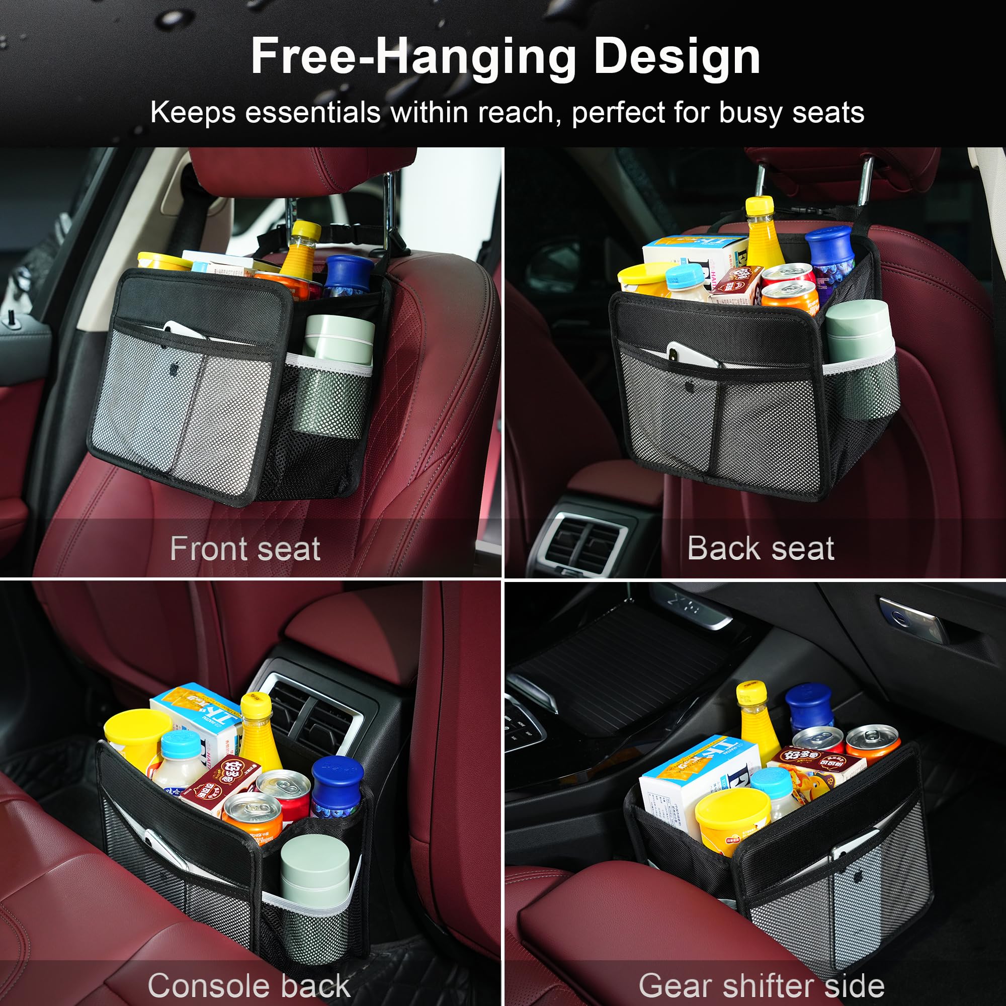 Premium 1680D Oxford Cloth Car Back Seat Organizer - Universal Hanging Storage Bag for Kids & Adults | Collapsible Car Organizer for Toys, Snacks & Travel Essentials | Perfect for Road Trips, Family Vacations & Daily Commutes