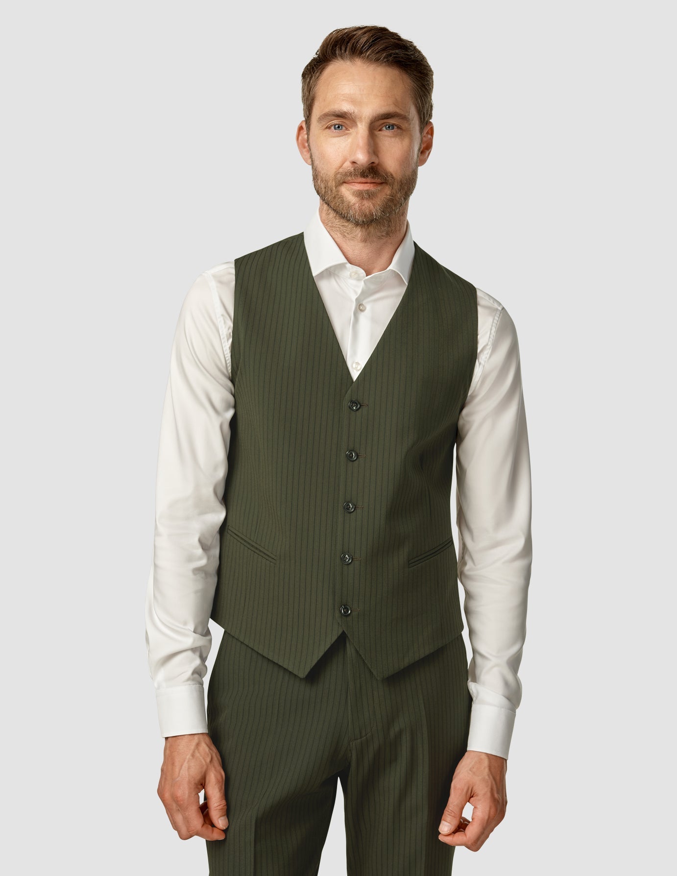 Essential Vest Moss Green Pinstripe - Lightweight Layering Piece for Men & Women | Perfect for Outdoor Activities, Workwear & Casual Style