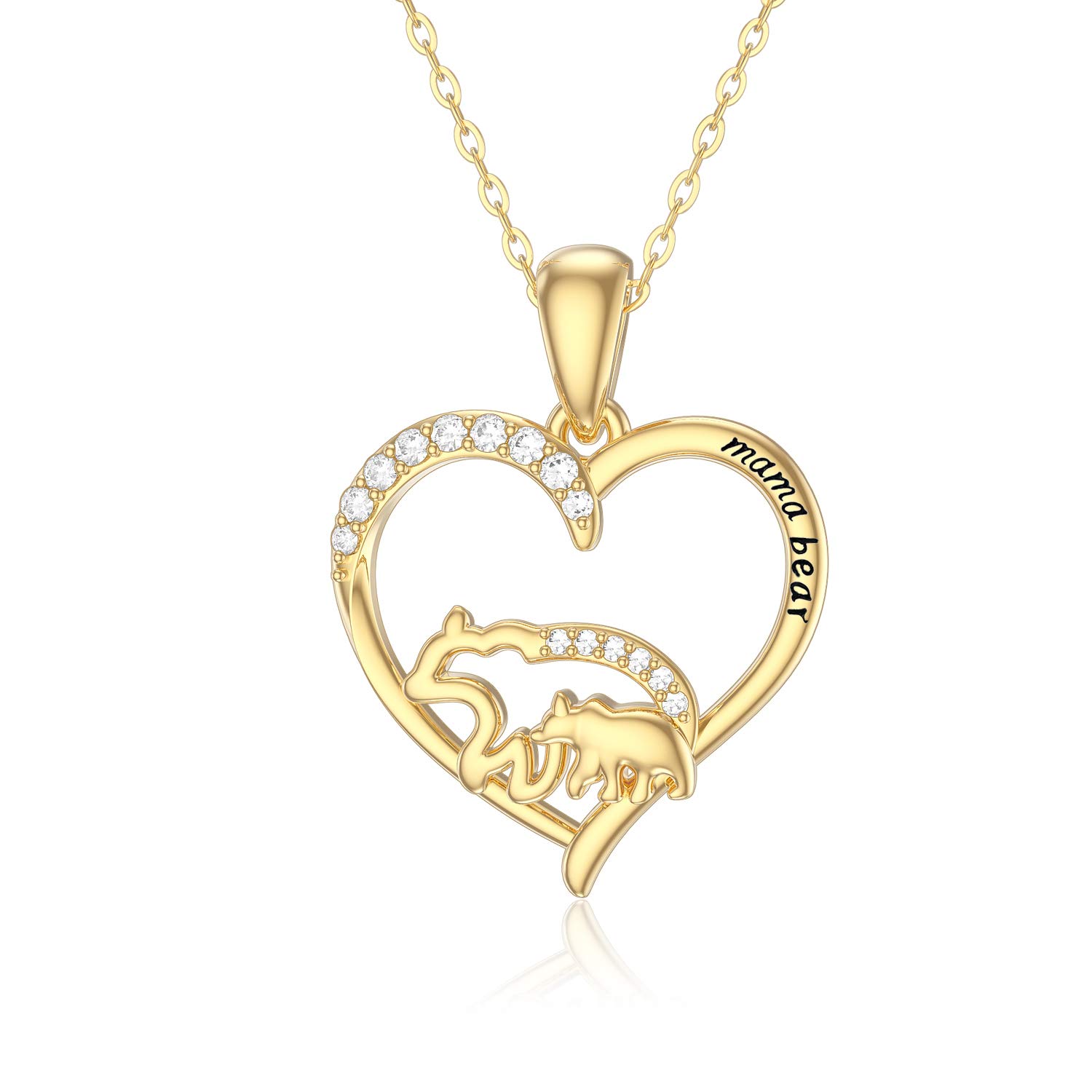 14K Solid Gold Love Heart Pendant Necklace for Women - Mother Daughter Matching Jewelry - 18
