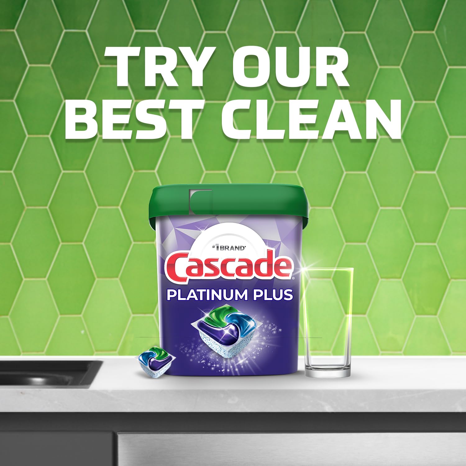 Cascade Free & Clear ActionPacs Dishwasher Detergent Pods, Lemon Scent, 62 Count - Gentle & Effective Cleaning for Dishes, Glasses & Silverware