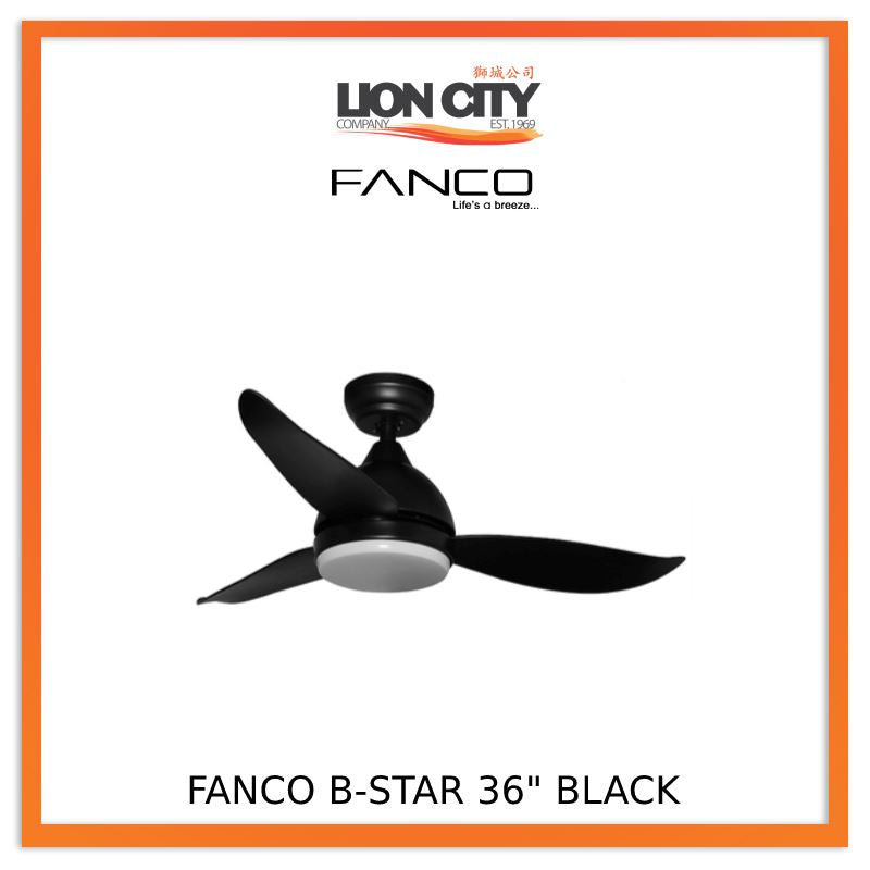 Fanco B Star 36/46/52 Inch 3 Blade DC Ceiling Fan with Remote Control - Energy Efficient Quiet Bedroom, Living Room, Office Cooling Fan
