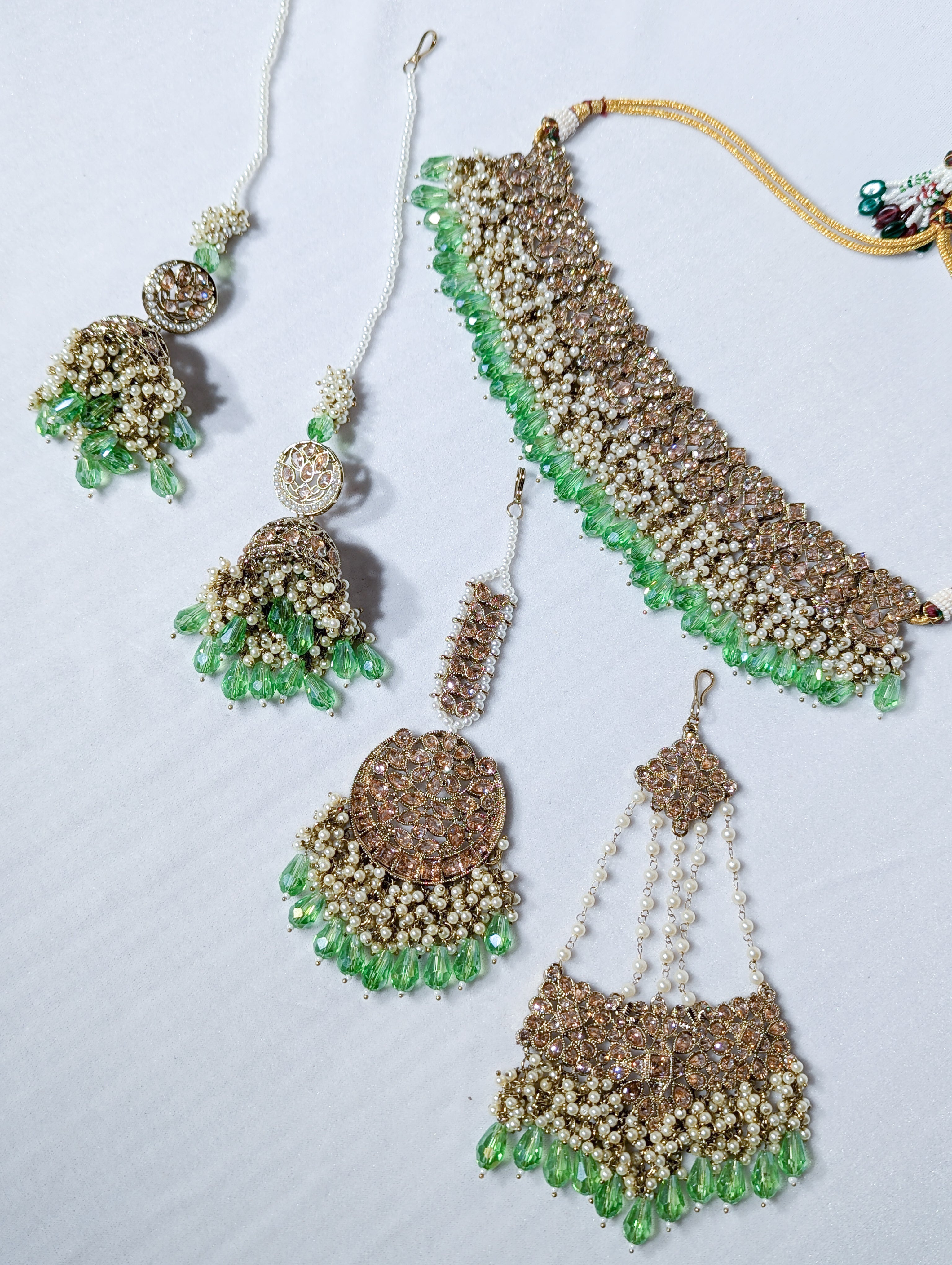 Stunning Aparna Polki Full Set Jewelry – Traditional Indian Kundan Necklace, Earrings & Maang Tikka Set for Weddings, Festivals & Special Occasions
