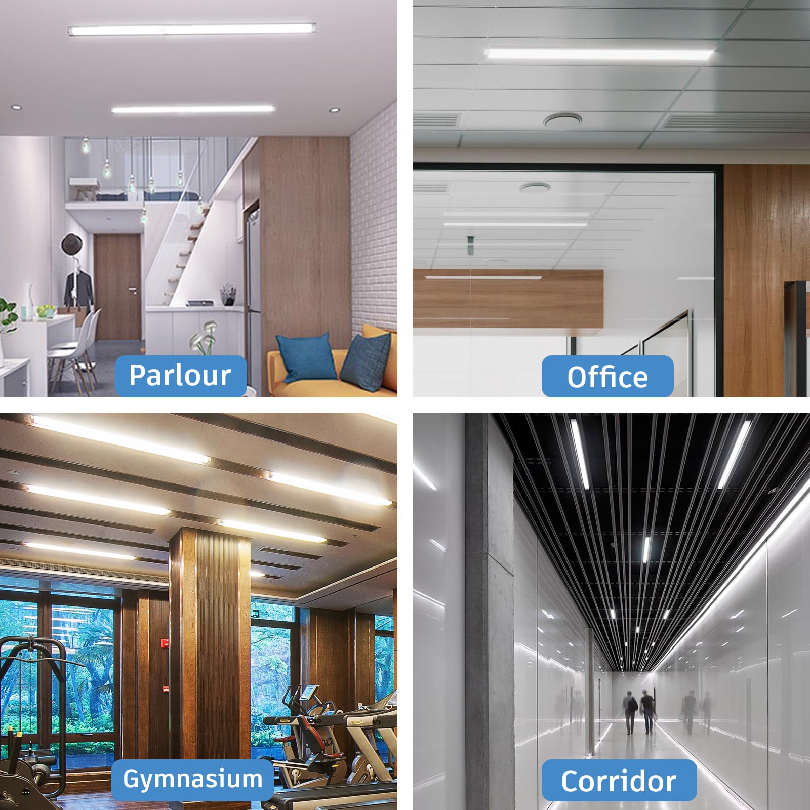 KILIPOL 5FT LED Batten Light Fixture - 50W 4000K Neutral White Surface Mount Slim LED Tube Lights for Office, Shop, Garage & Home Lighting - Energy Efficient Commercial & Residential Use - 2 Pack