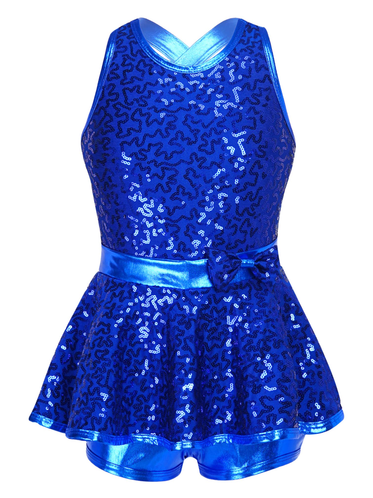 Sparkly Sequined Ballet Leotard Dress for Girls - Kids Jazz & Modern Dance Costume - Shiny Unitard for Performances & Recitals