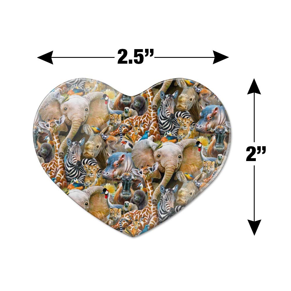 African Animals Zebra Giraffe Elephant Pattern Heart-Shaped Acrylic Fridge Magnets - Cute Refrigerator Decor for Kitchen, Office & Dorm Room