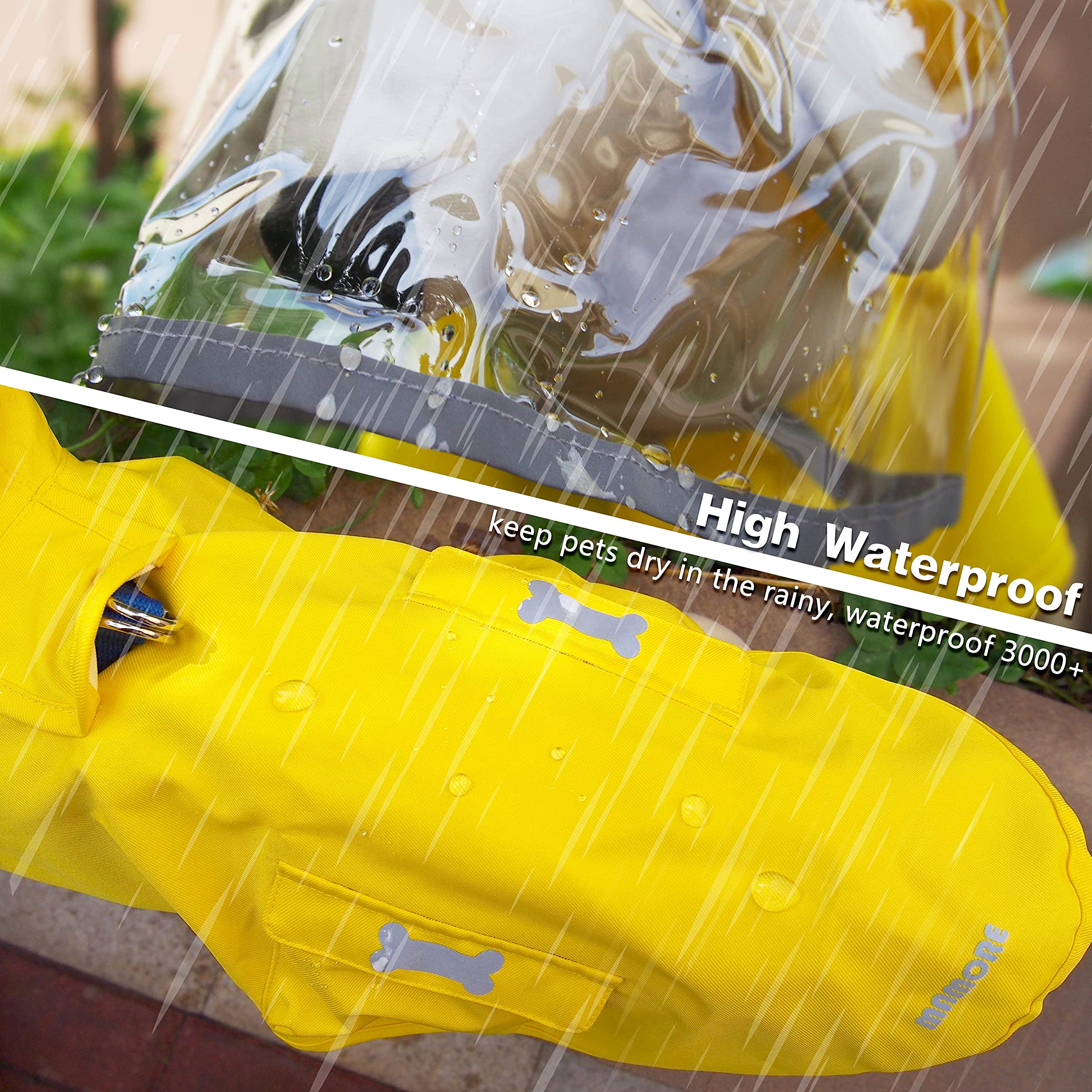 Waterproof Dog Raincoat with Reflective Stripes - Adjustable Poncho Hoodie for Small to Large Dogs - Outdoor Walking & Hiking