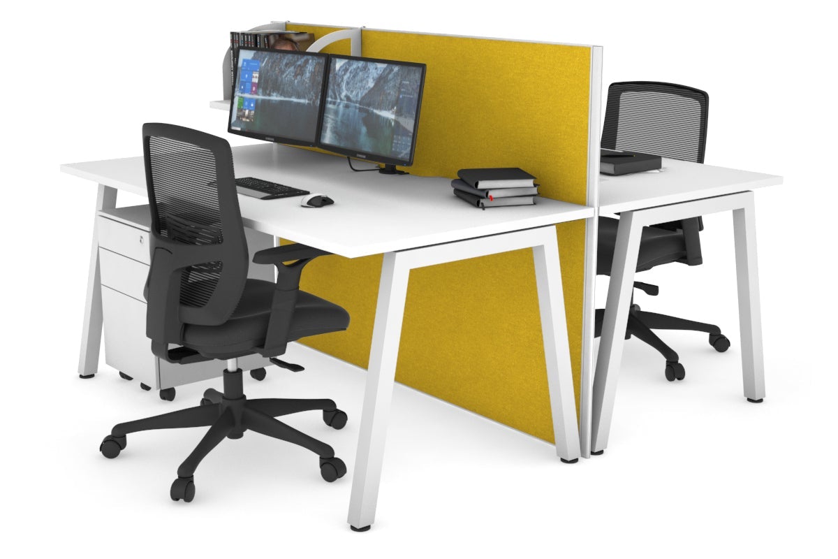 Horizon Quadro 2-Person Office Workstation Bench with A-Legs - 1400mm x 800mm Dimensions, Cable Management Scallop - Perfect for Collaborative Workspaces & Shared Office Desks