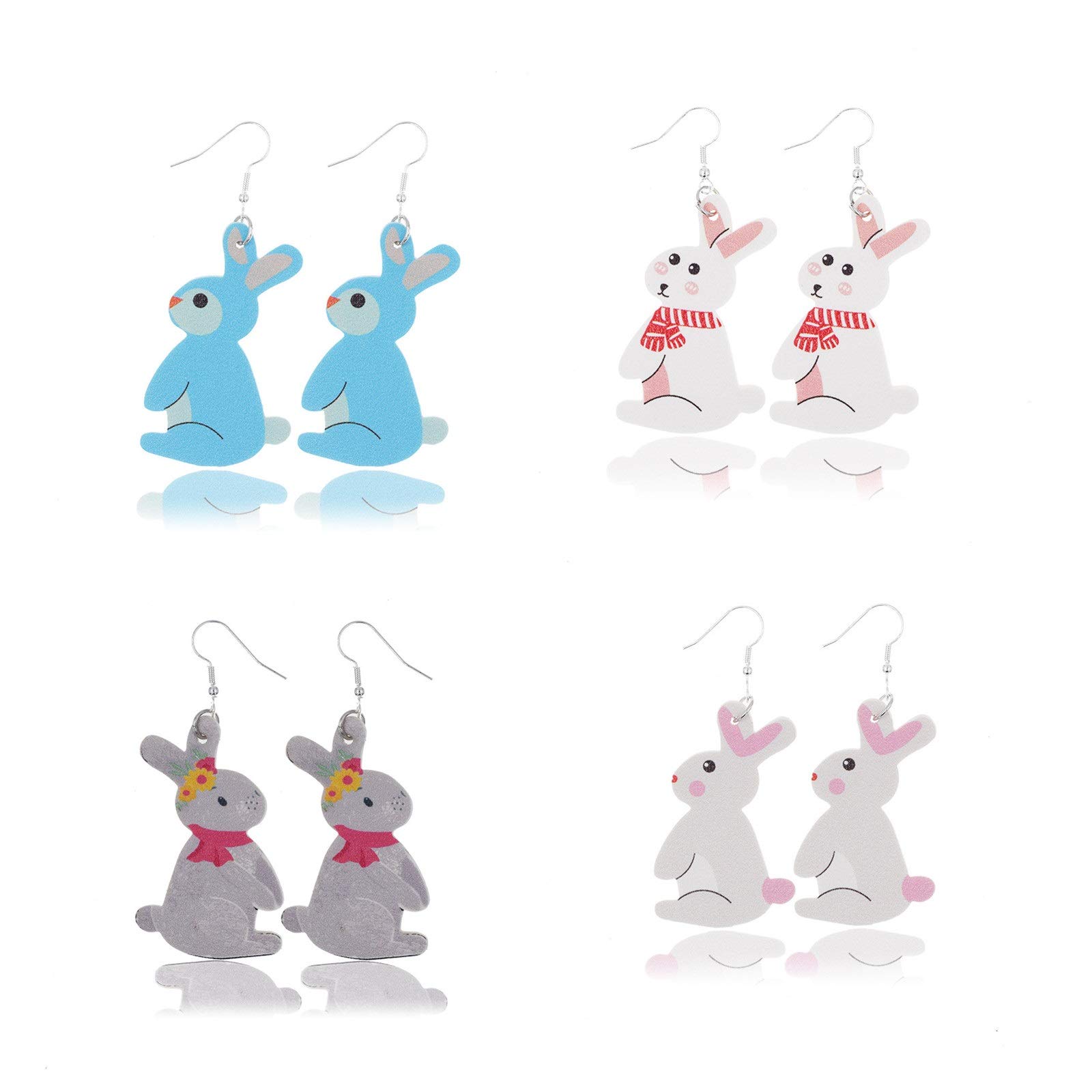 4-6 Pairs Easter Bunny Earrings for Women - Lightweight Faux Leather Drop Earrings with Egg Print - Cute Holiday Teardrop Earrings Set - Perfect Easter Day Gift for Women & Girls - Great for Easter Parties, Church Events & Spring Celebrations