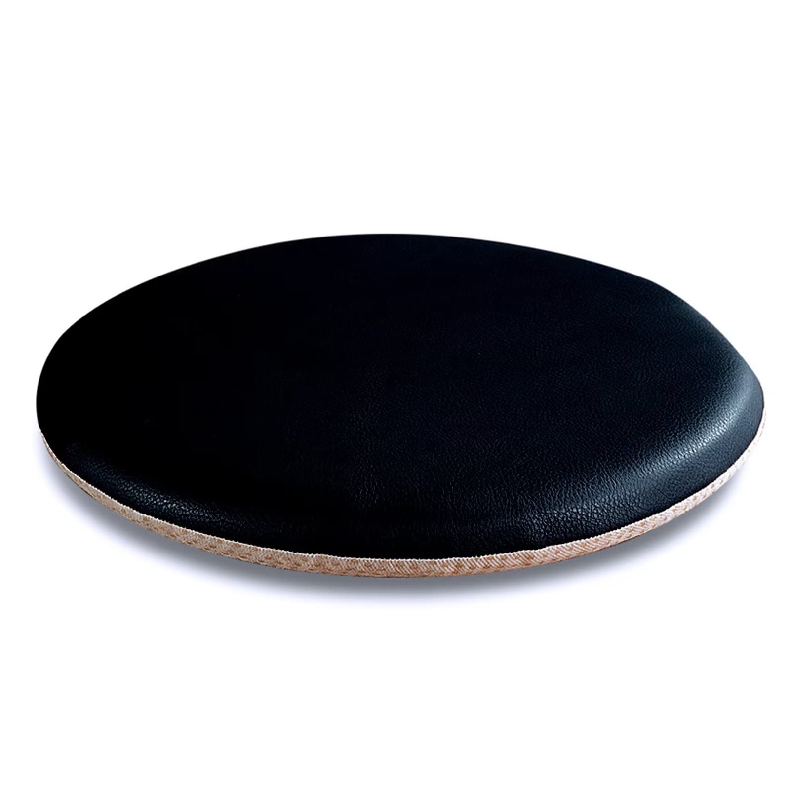 16 Inch Round Faux Leather Kitchen Chair Pads - Thick Memory Foam Seat Cushions for Dining Room Chairs | Waterproof Indoor & Outdoor Chair Cushions (Black) - Perfect for Kitchen, Dining Room, Patio and Office Use