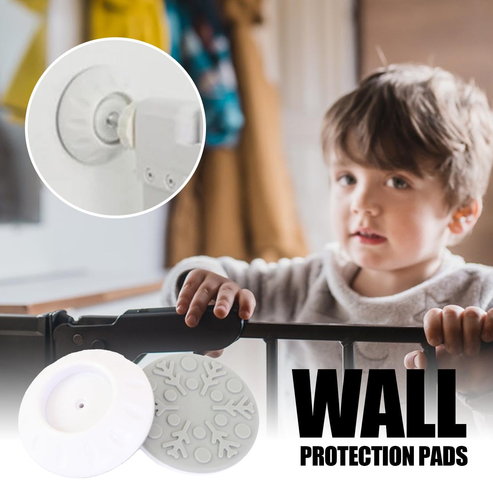 Baby Safety Gate Wall Protector - Soft Wall Guard Pads & Bumpers Kit for Stairs, Doorways - Childproof & Pet Proof Home Protection Accessories for Babies, Toddlers and Dogs - Perfect for Nursery, Living Room, Hallways