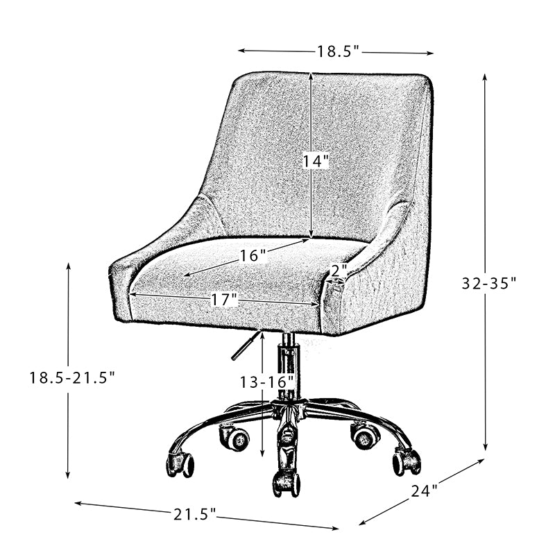 Luxury Holly Velvet Office Chair - Ergonomic Desk Chair with Adjustable Height for Home & Office Workspace - Perfect for Remote Work, Gaming & Study