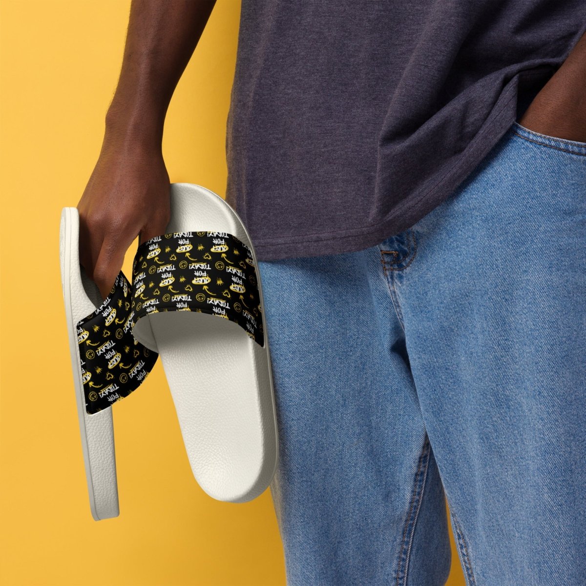 Just for Today Men's Graffiti Slides - Bold & Comfortable Street Style Sandals for Casual Wear, Beach, Pool, and Outdoor Activities