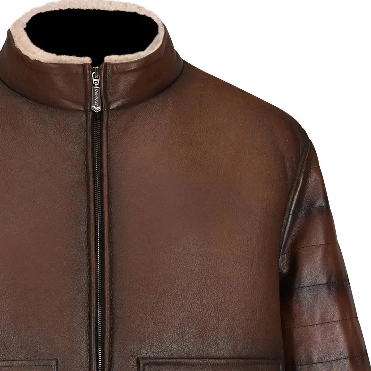 Men's Cuadra Brown Casual Fashion Sheepskin Leather Shearling Jacket – Warm Winter Coat for Outdoor Activities & Stylish Everyday Wear
