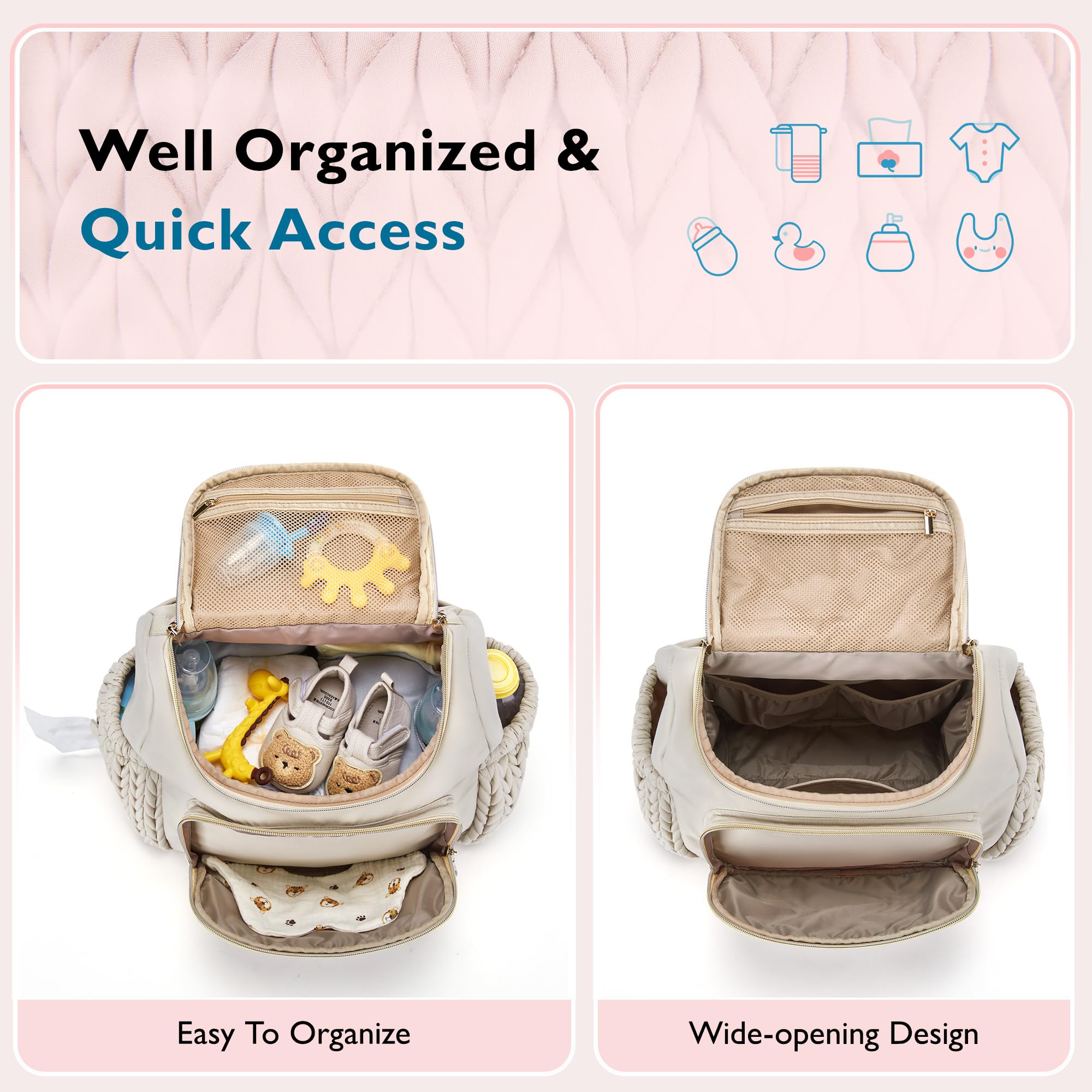 Mommore Small Stylish Diaper Backpack for Baby Travel - Insulated Pockets, Changing Pad & Stroller Straps | Perfect for Daycare, Park Outings & Family Trips